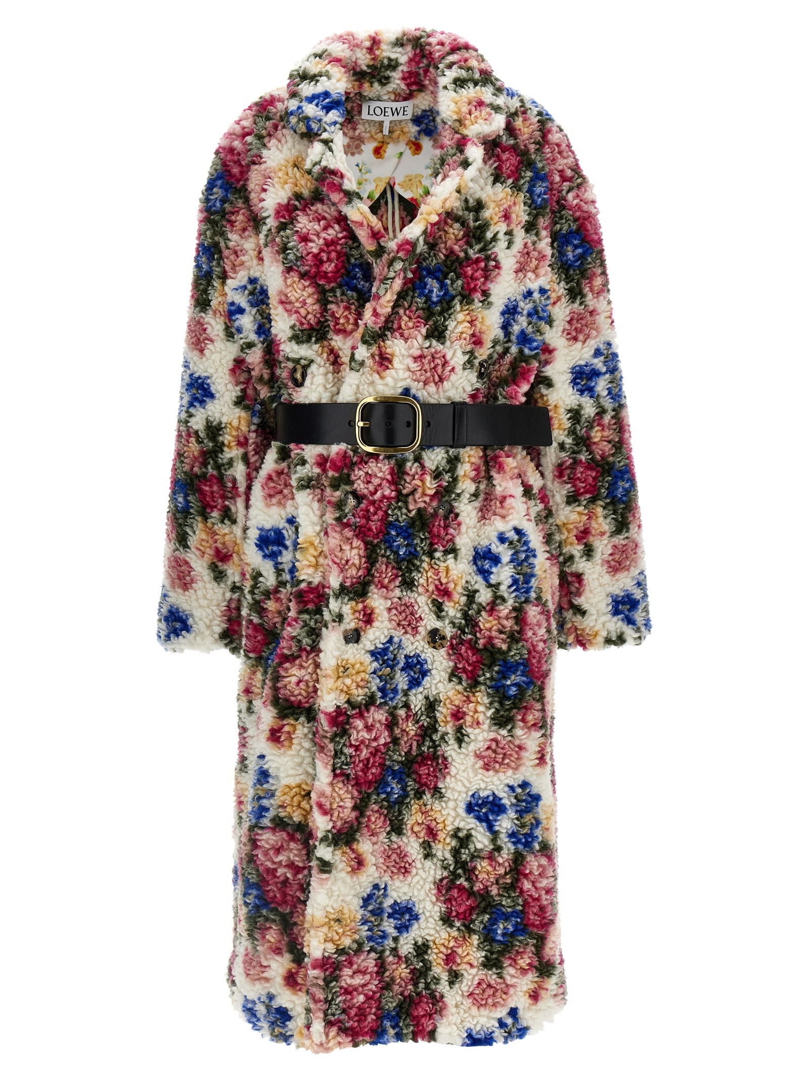 Shop Loewe Jacquard Floral Bouquet Coat In Multicolor