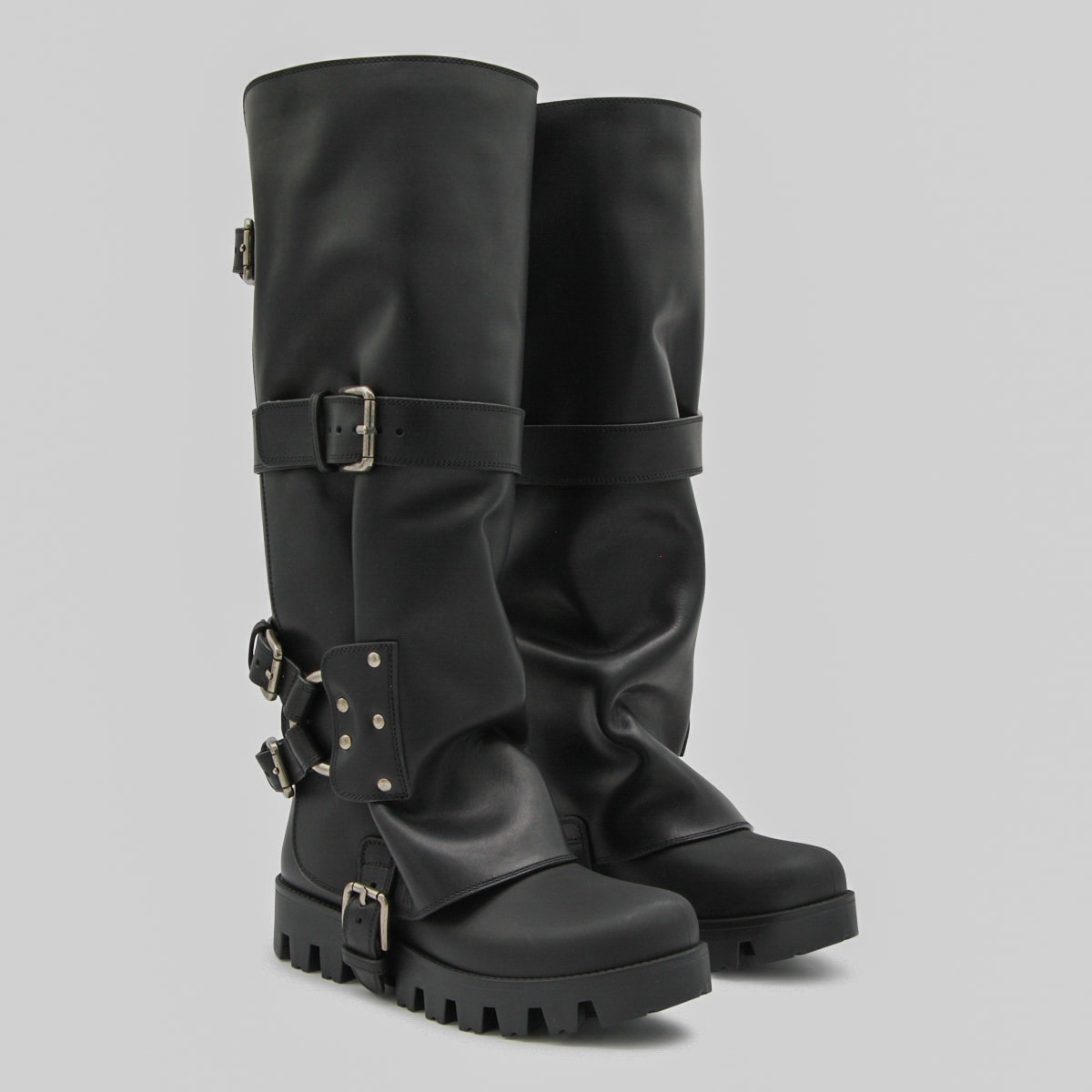 Dolce & Gabbana Rubber And Leather High Boots In Black