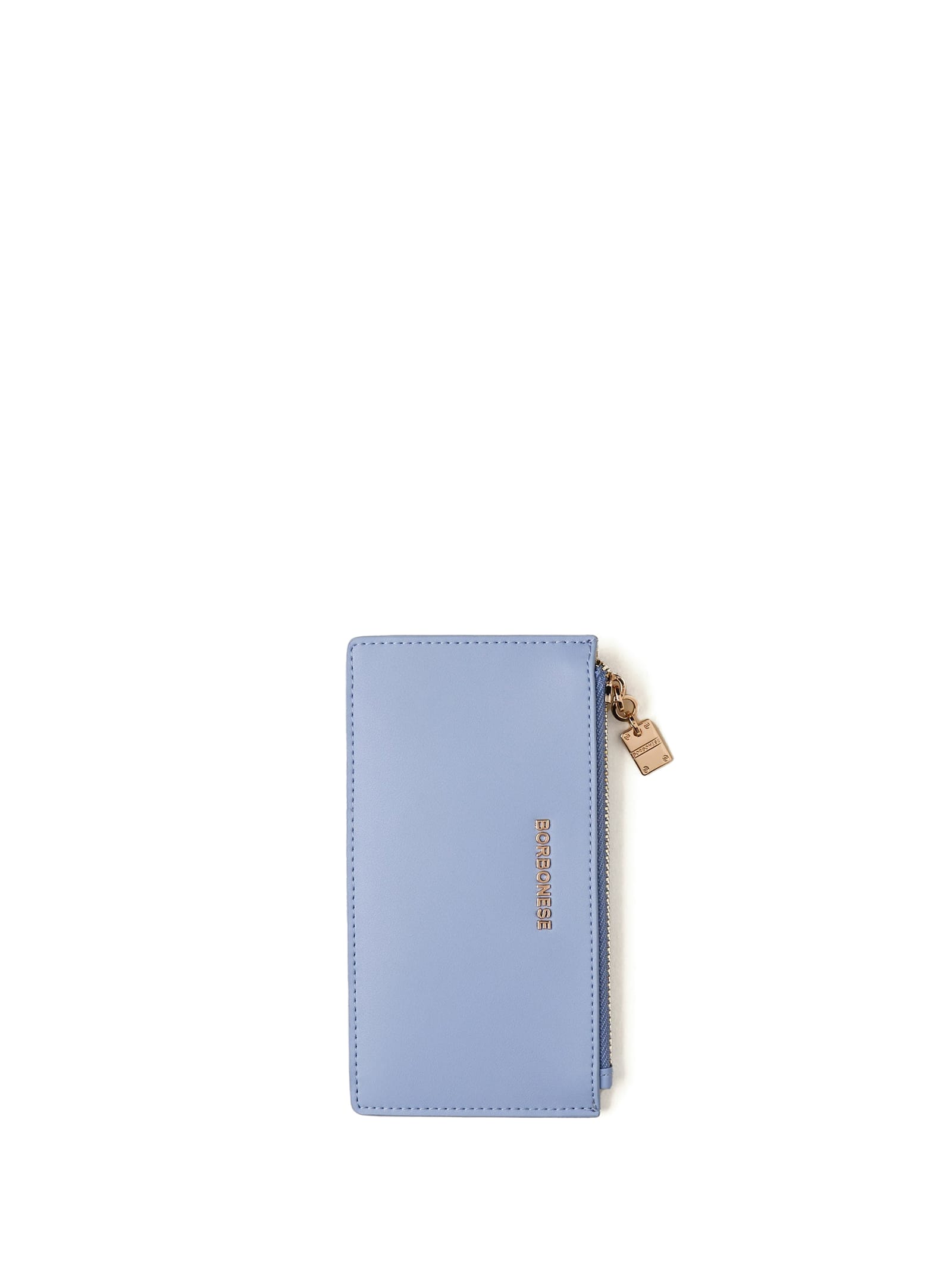 Borbonese Medium Light Blue Leather Card Holder In Topazio