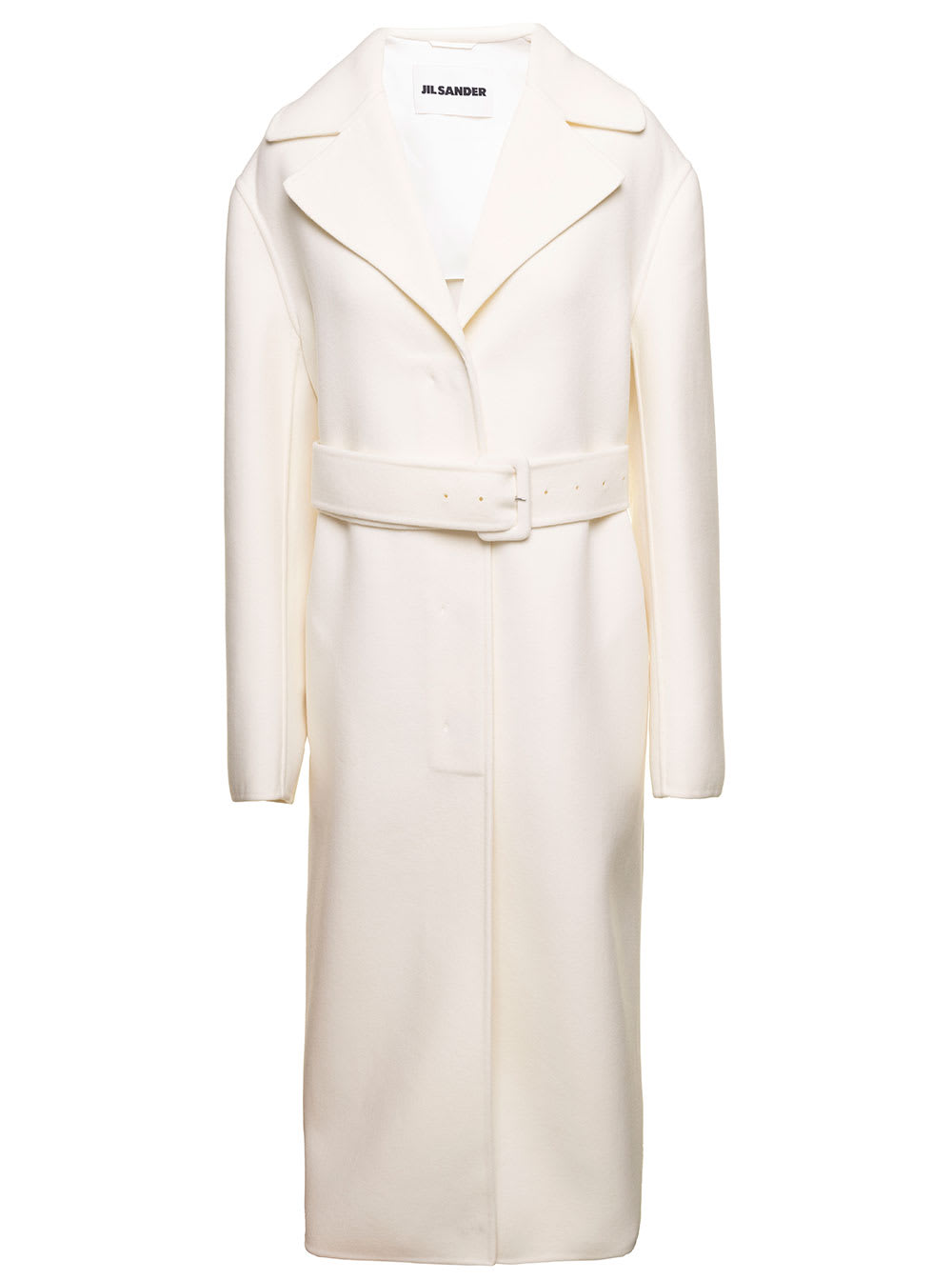 Shop Jil Sander Double Wool Coat In Cream