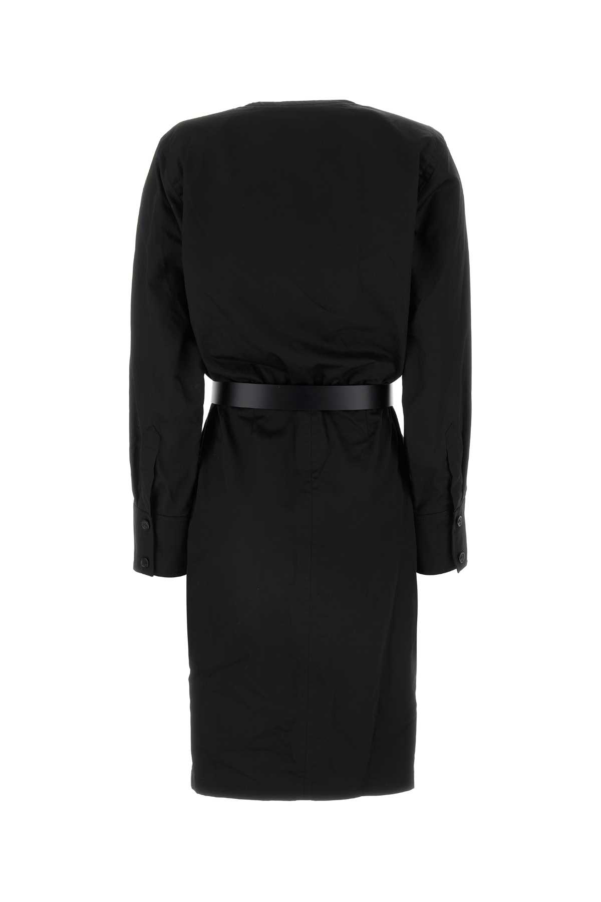 Saint Laurent Sheath Midi Dress In Black