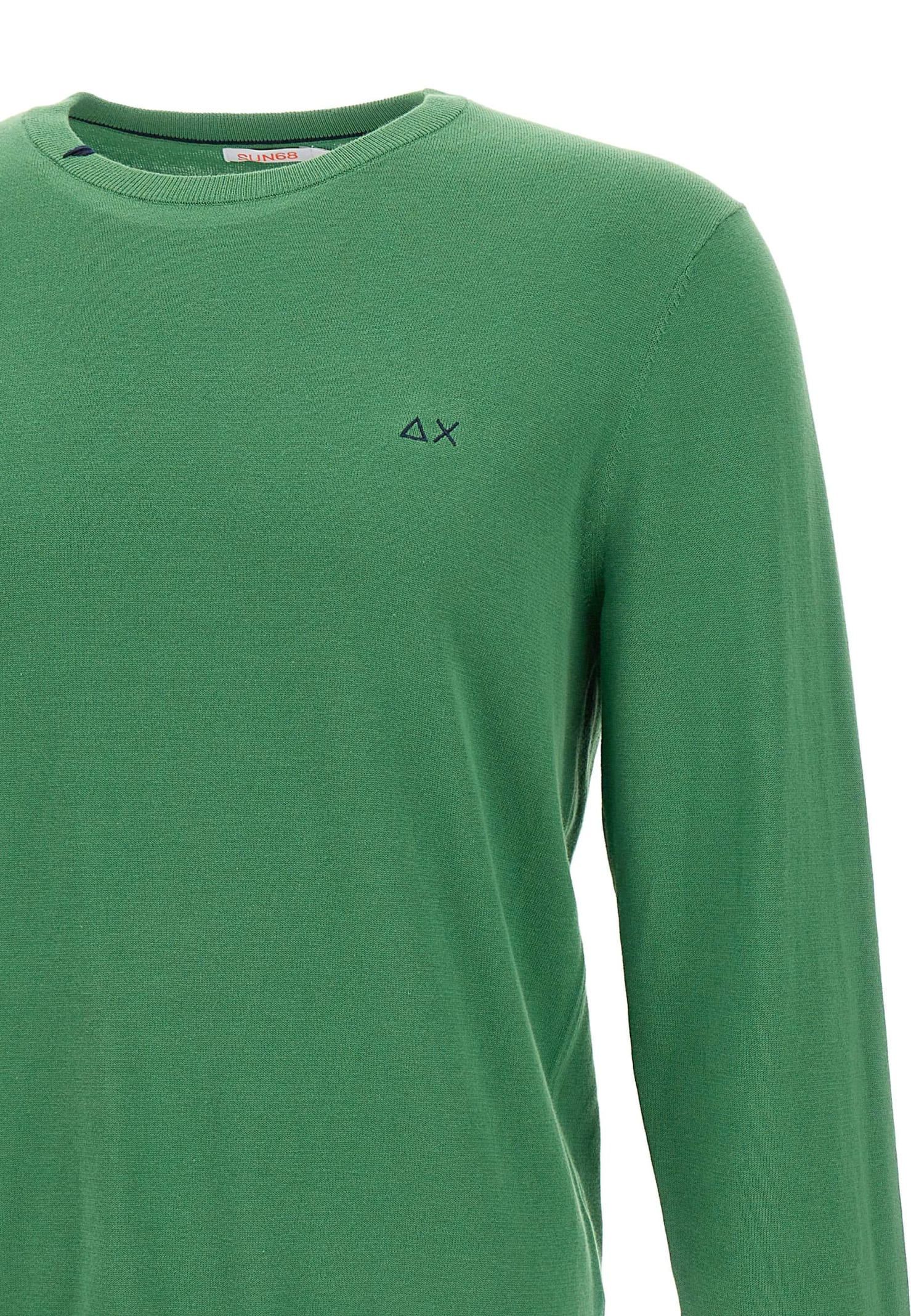 Sun 68 Solid Cotton Sweater In Green