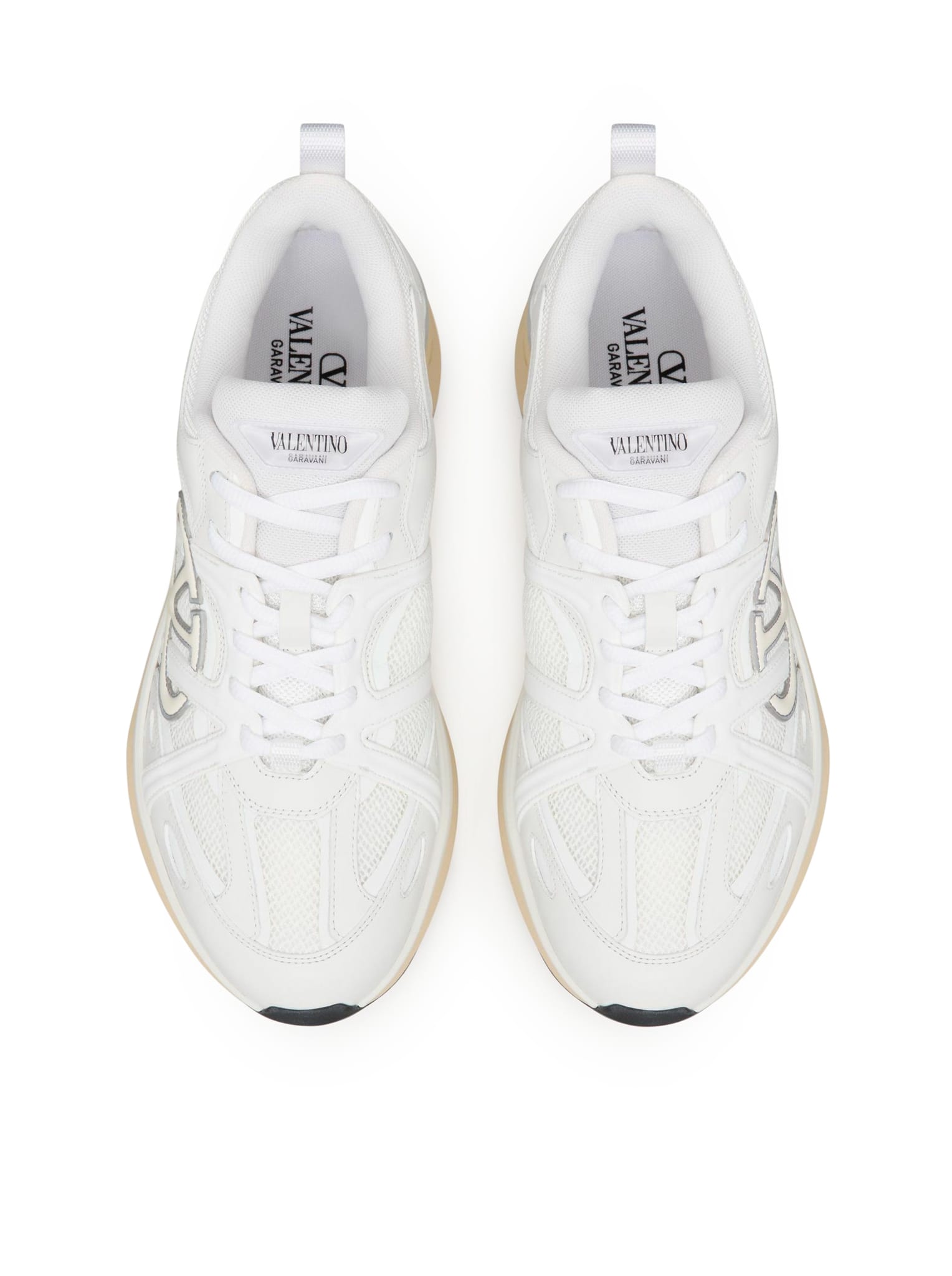 Shop Valentino Vlogo Easyjog Sneakers In Zgz White Ivory Grey