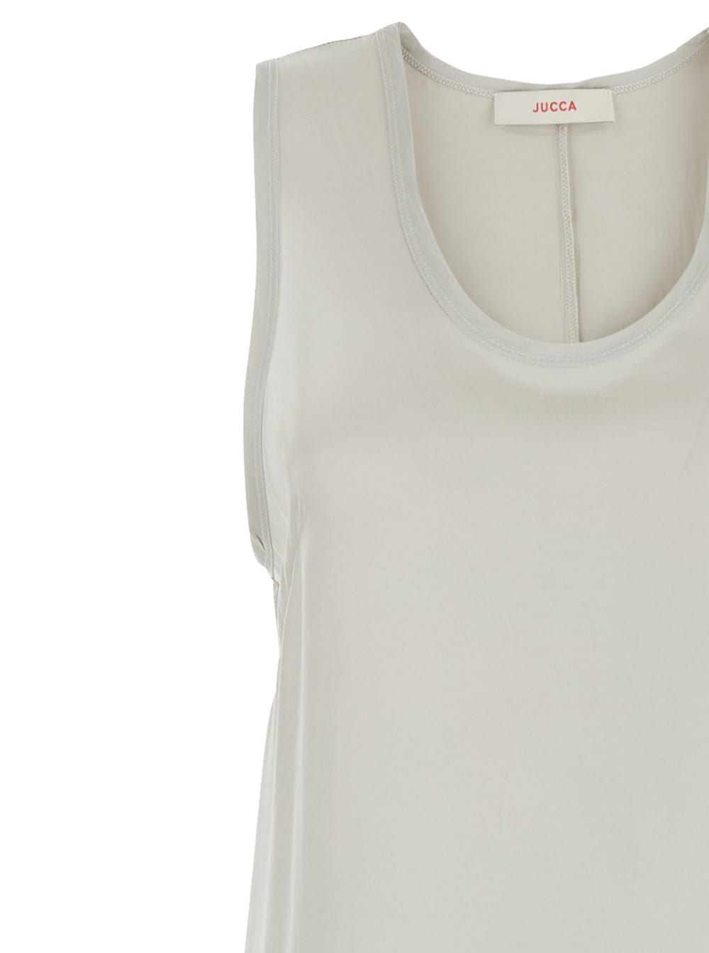 Jucca White Long Dress With U-neck And Back Closure