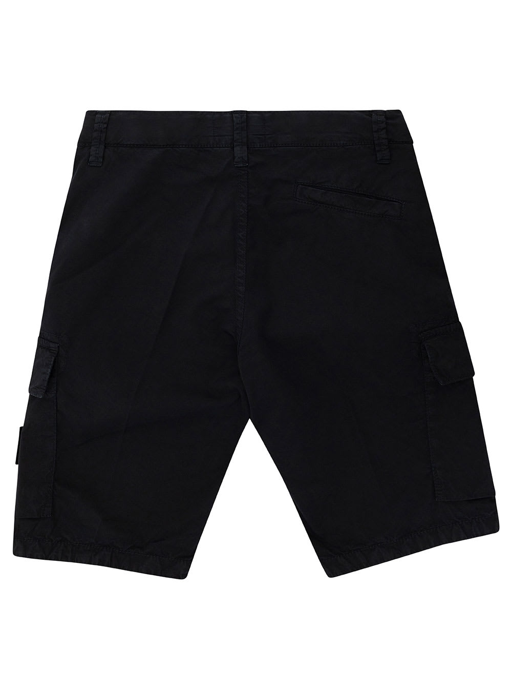Shop Stone Island Blue Bermuda Shorts With Logo Patch In Stretch Cotton Boy