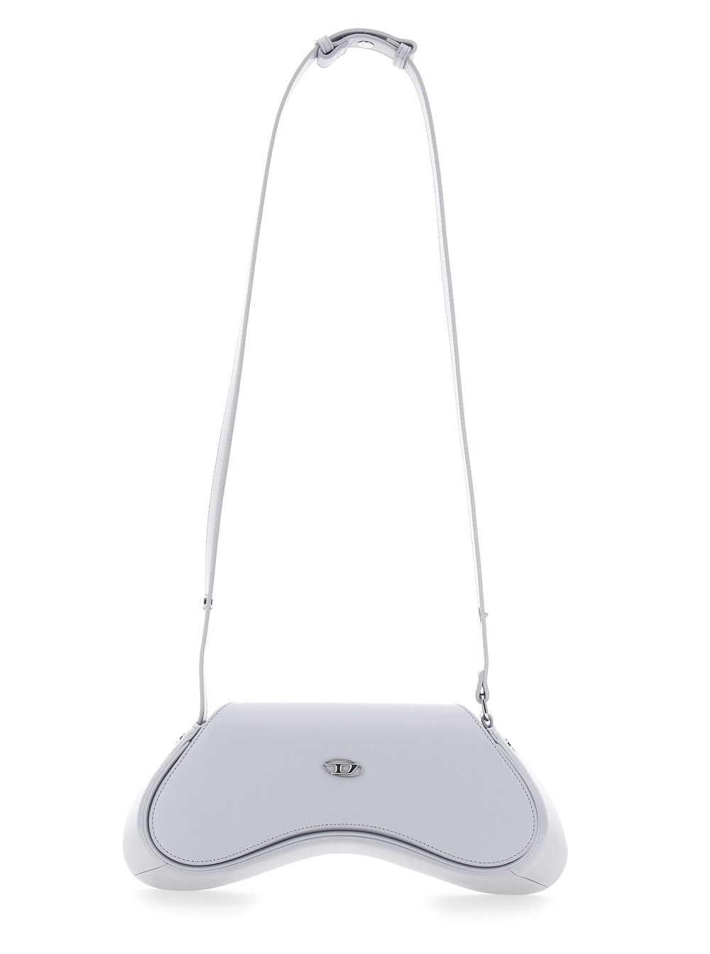 Diesel Play White Shoulder Bag With Logo Plate In Eco-leather Woman In Blue