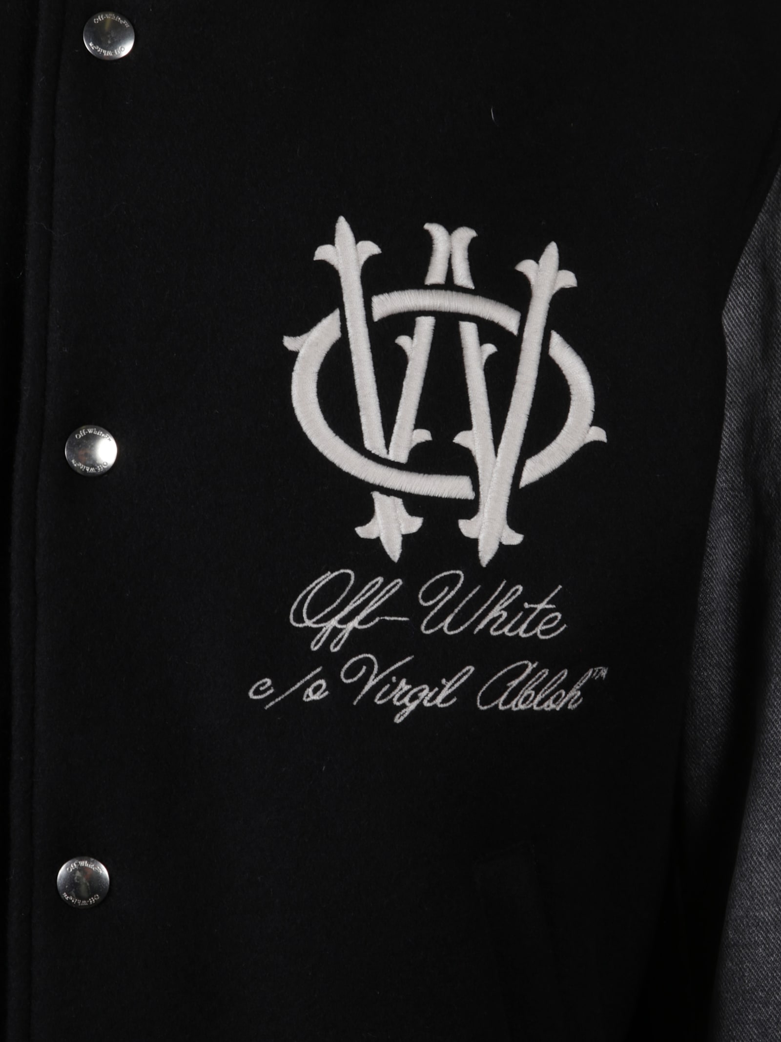 Off-white Stylish Short Jacket Featuring Contrast Sleeves In Black