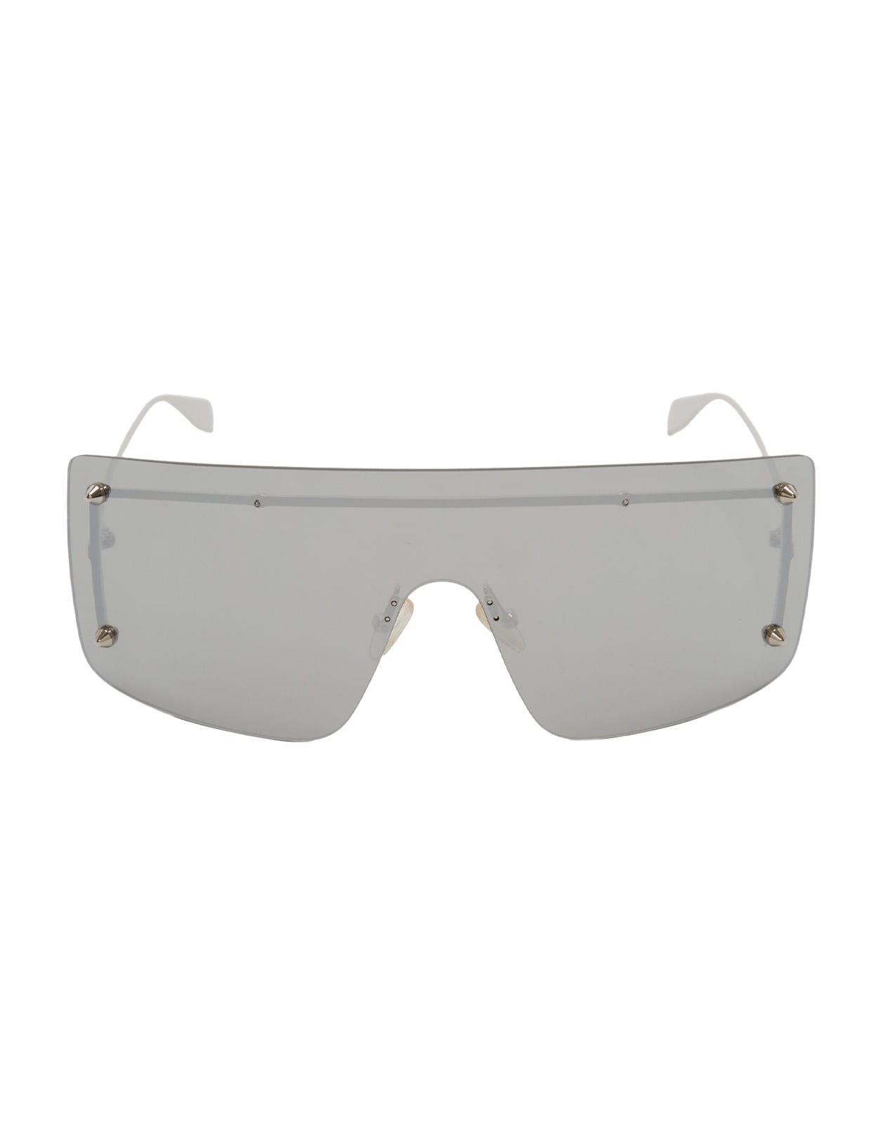 Alexander Mcqueen Spike Studs Mask Sunglasses In Silver