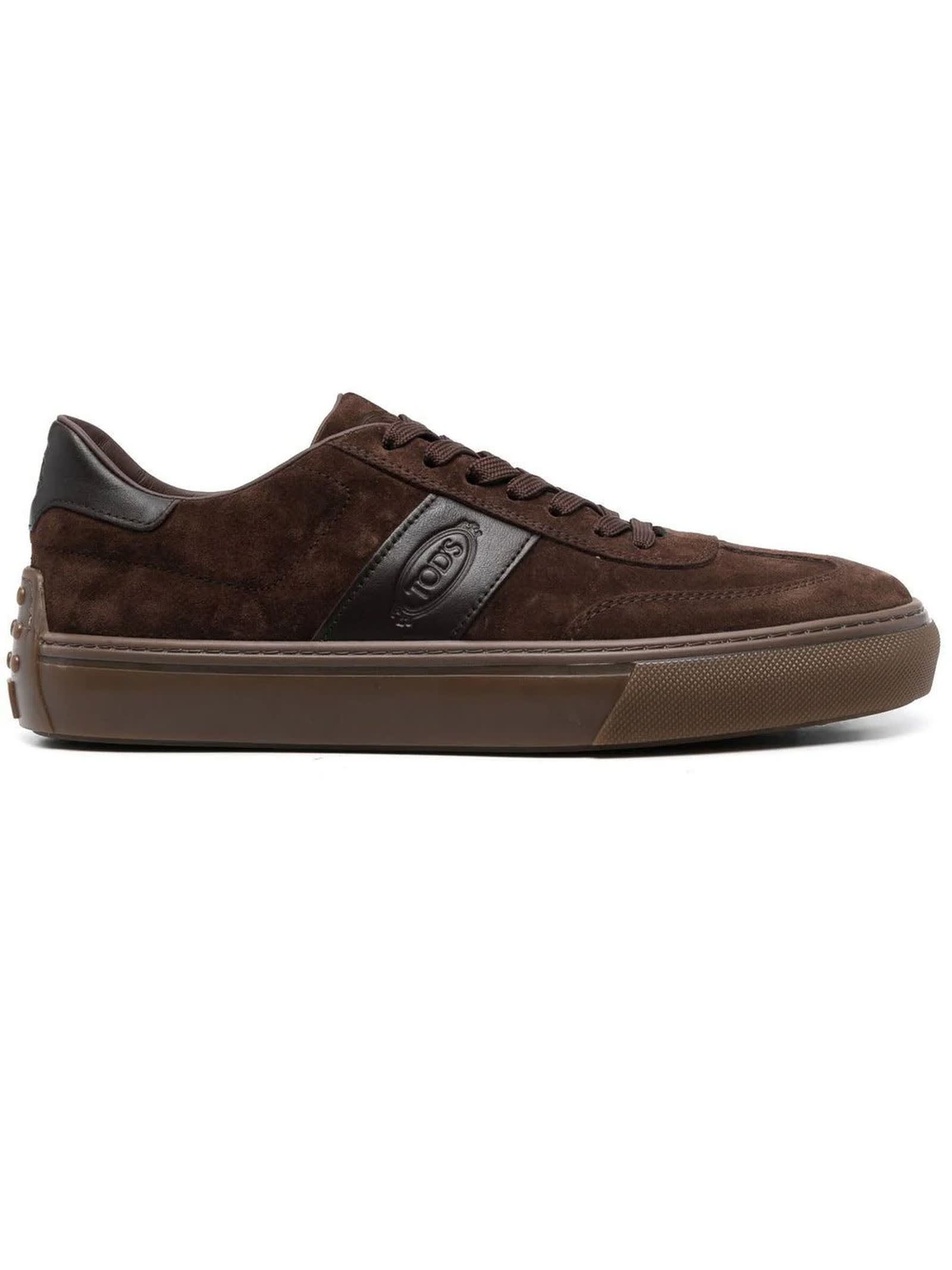 Shop Tod's Brown Sneakers In Suede