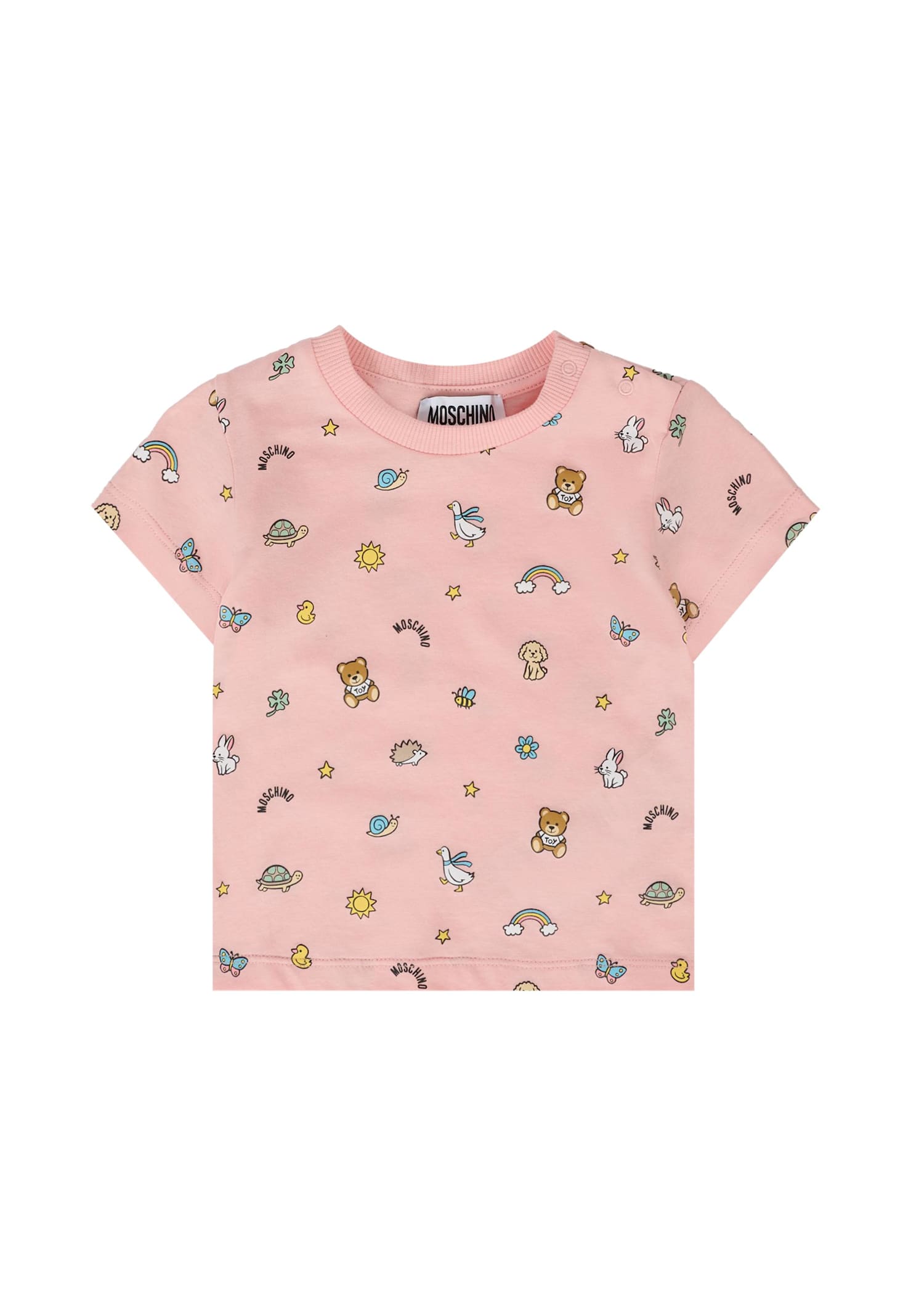 Moschino Pink T-shirt For Baby Girl With Teddy Bear In Pink