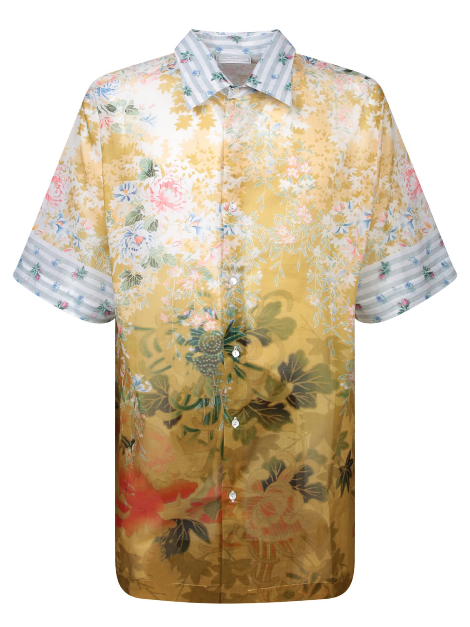 Shop Pierre-louis Mascia Short Sleeves Yellow/multicolor Shirt In Beige
