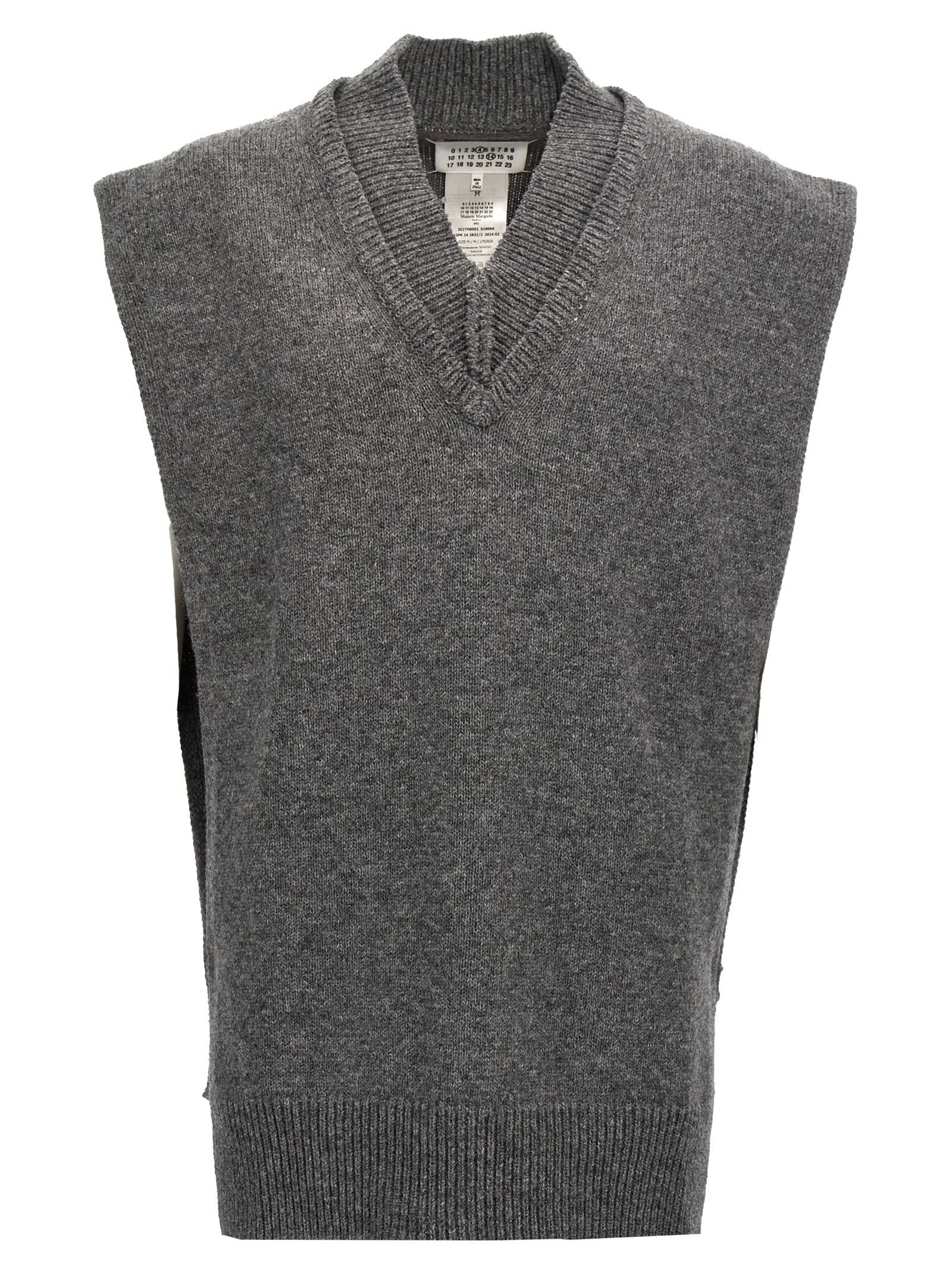 Shop Maison Margiela Side Slit Vest In Gray