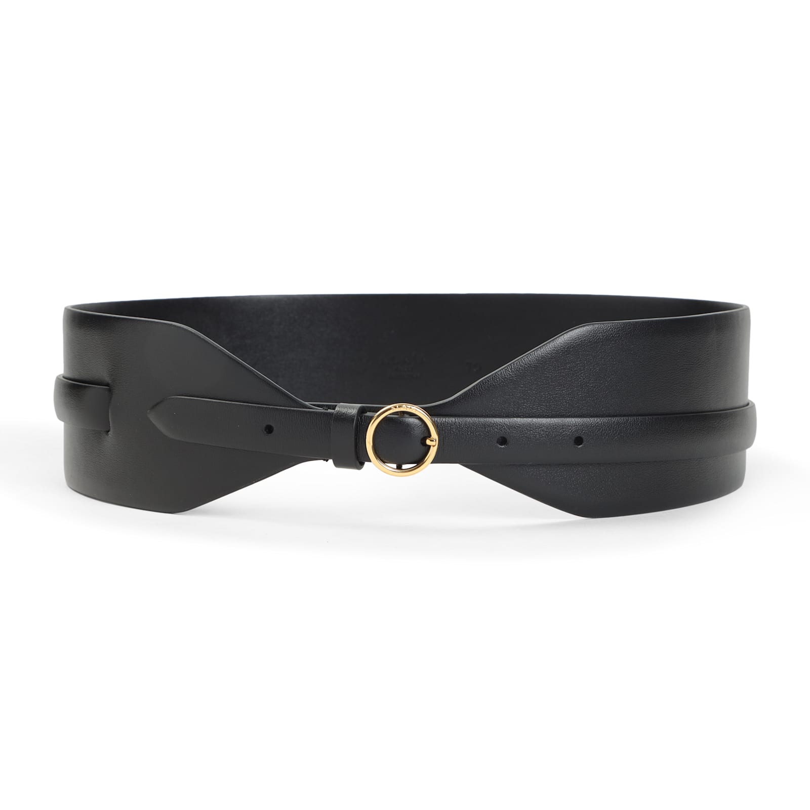 Alaïa Large Calf Leather Belt With Gold-tone Buckle In Black