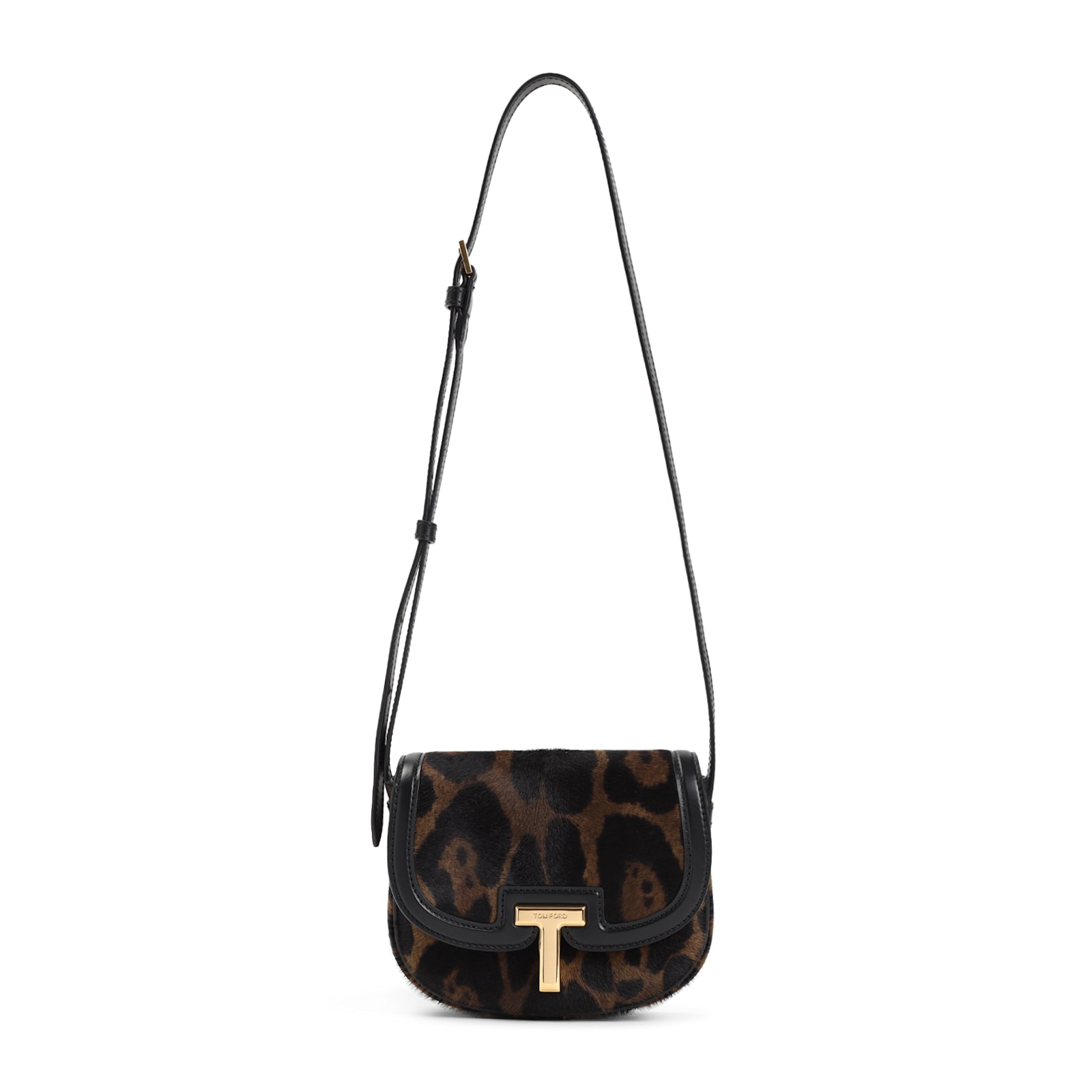 Tom Ford Wallis Leather-trimmed Leopard-print Calf Hair Shoulder Bag In Brown Olive Black