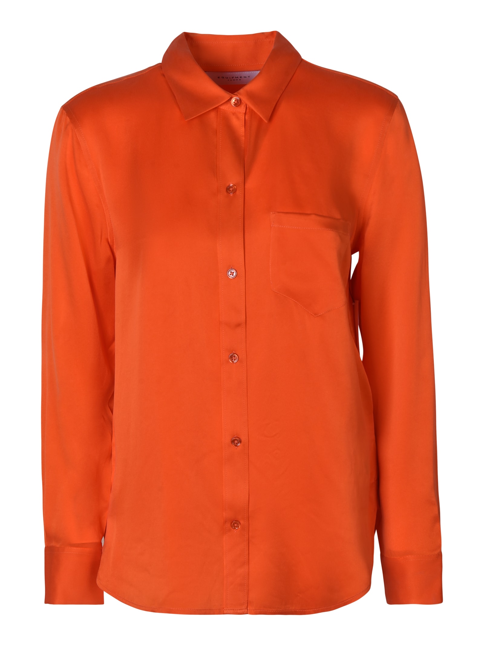 Equipment Long-sleeved Silky Shirt In Tangerine Tango