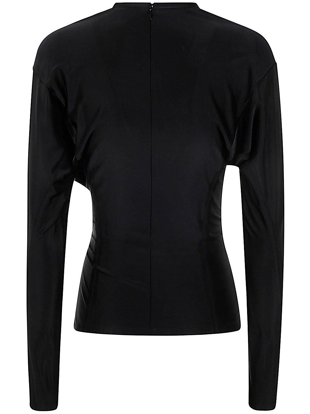Rabanne Gathered Crewneck Top In Nero