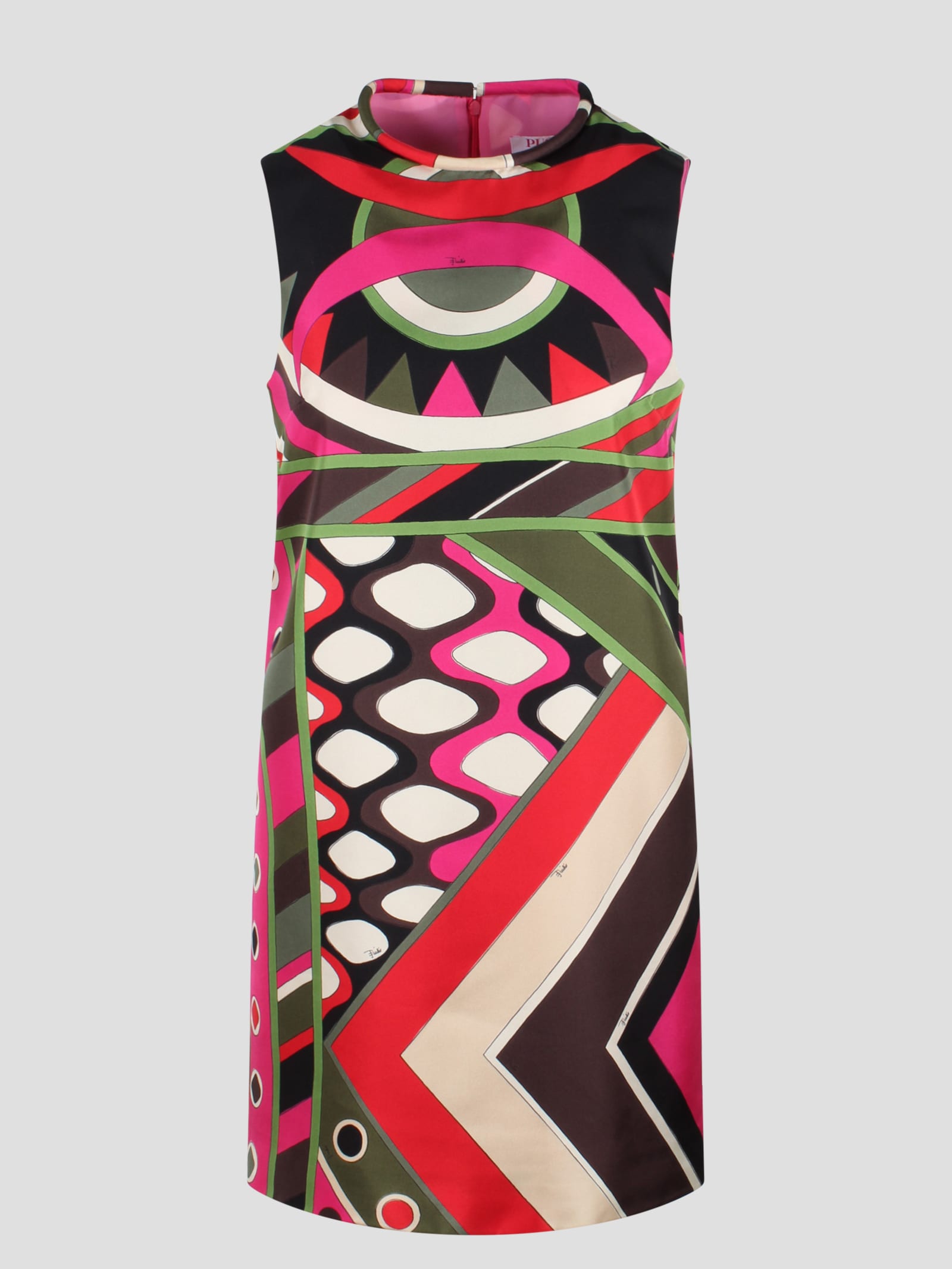 Shop Pucci Vivara-print Silk-twill Dress In Multicolour
