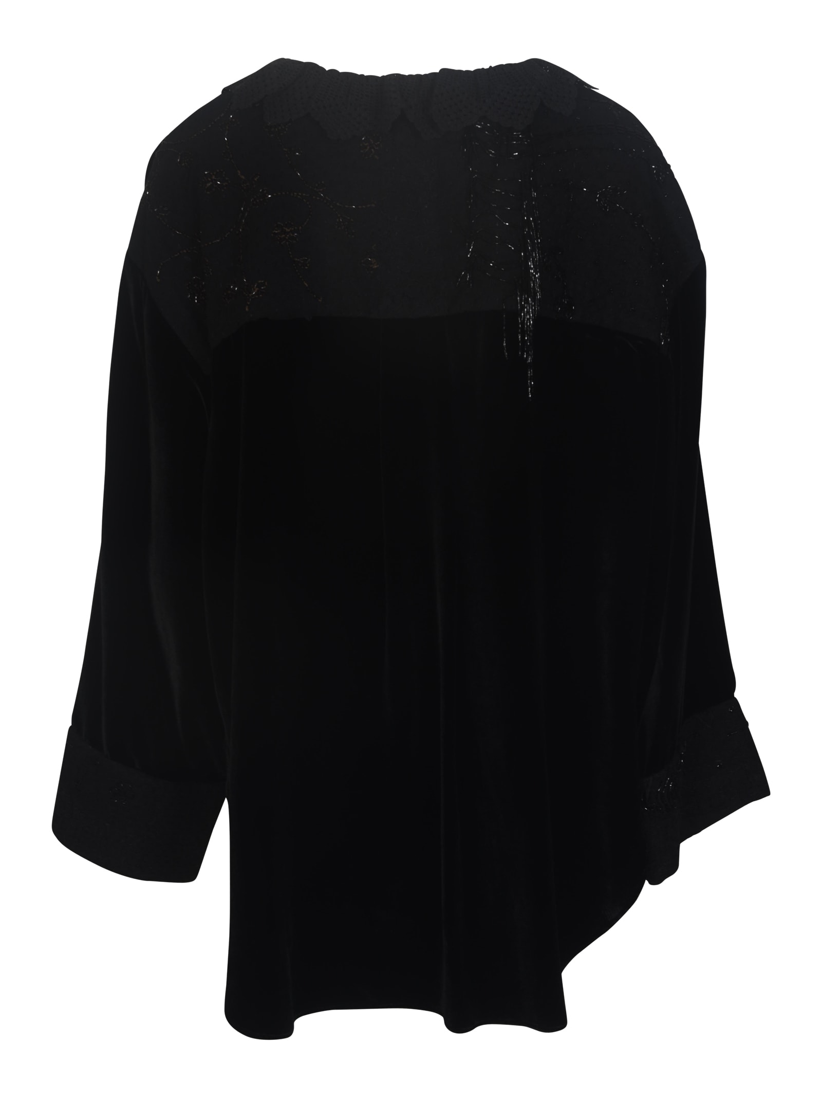 Shop By Walid Embellished Tie-neck Tunic In Black