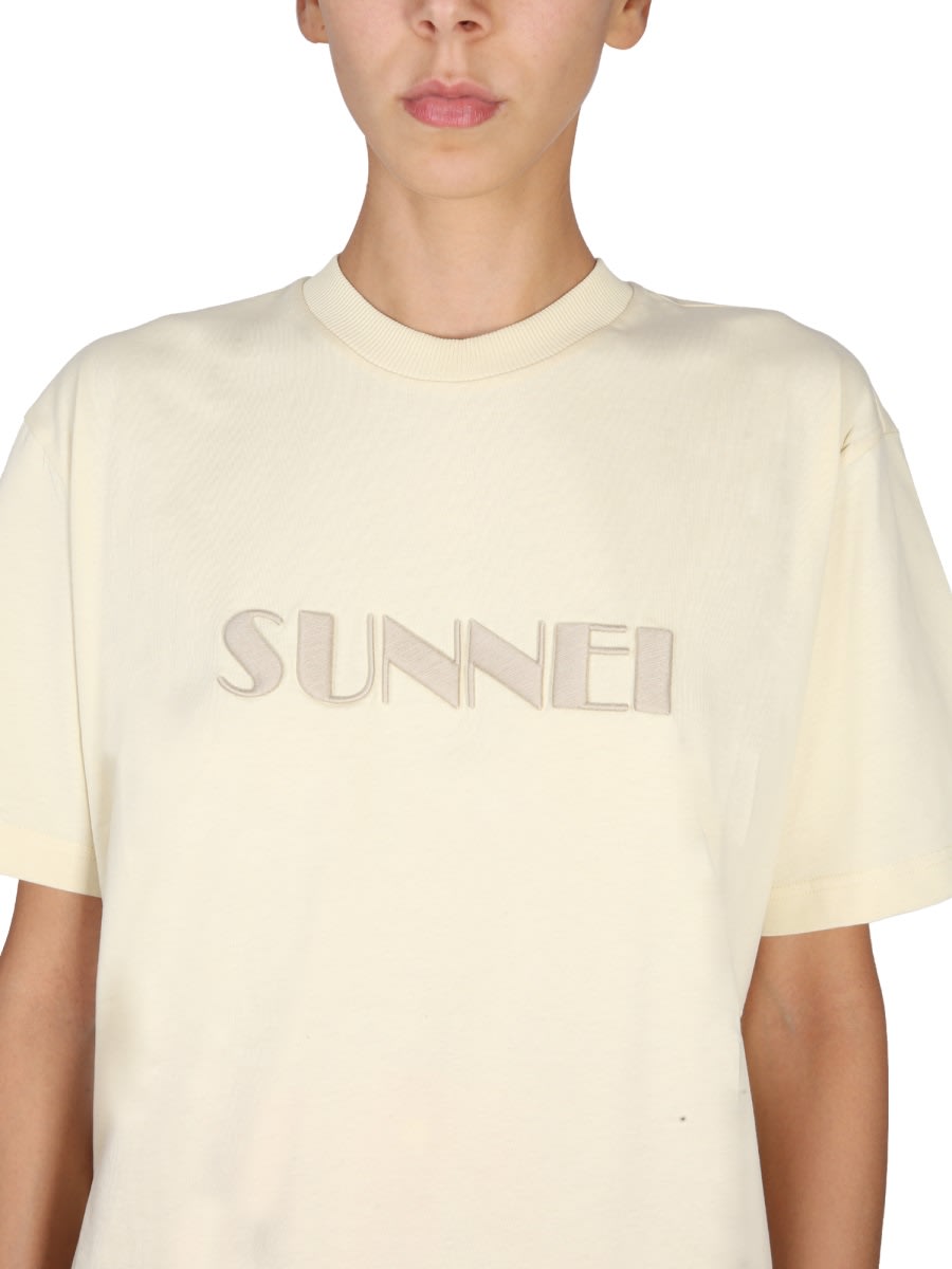 Shop Sunnei Crewneck T-shirt In Beige