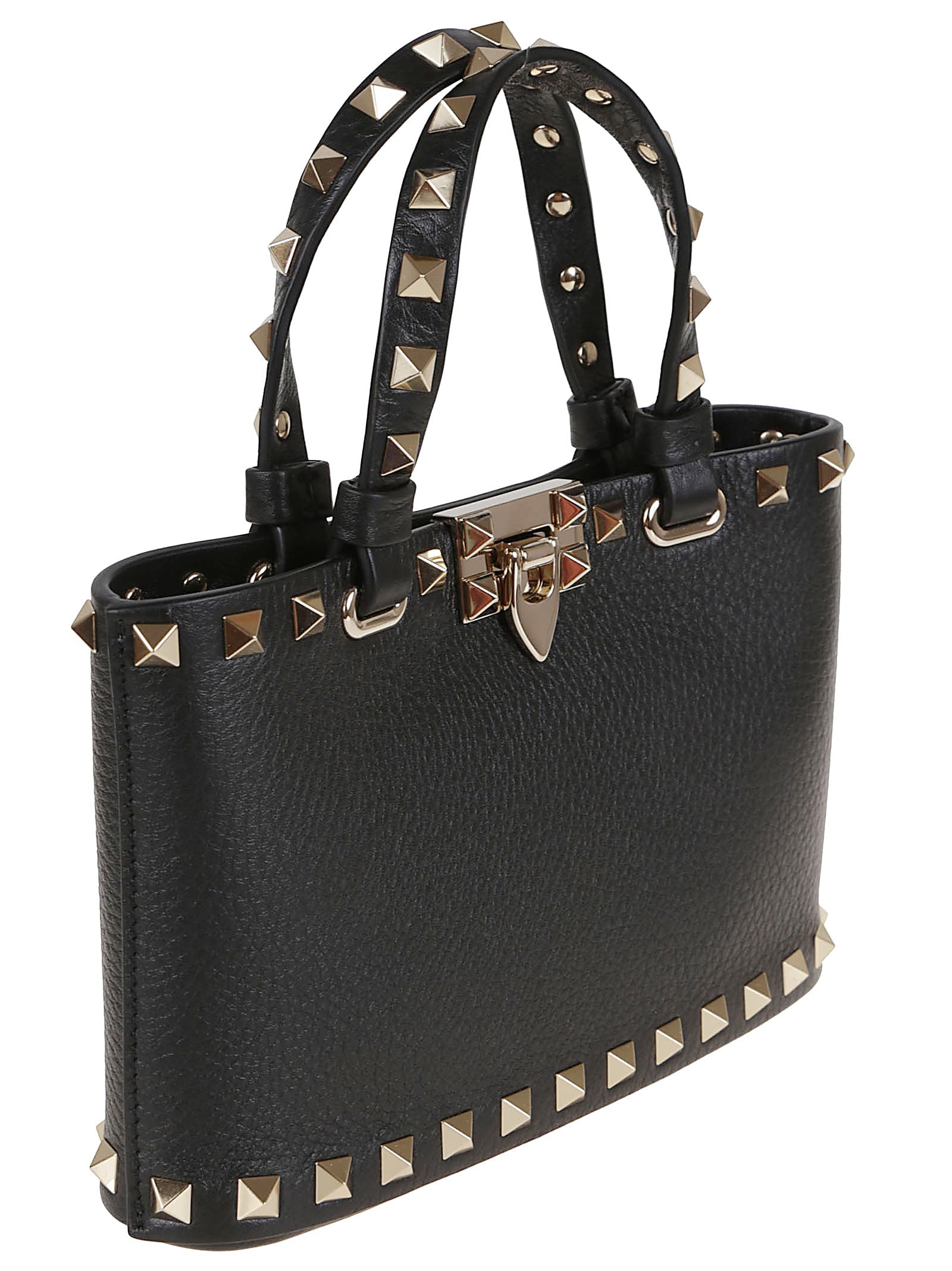 Valentino Rockstud Mini Tote Bag With Chain Strap In Black
