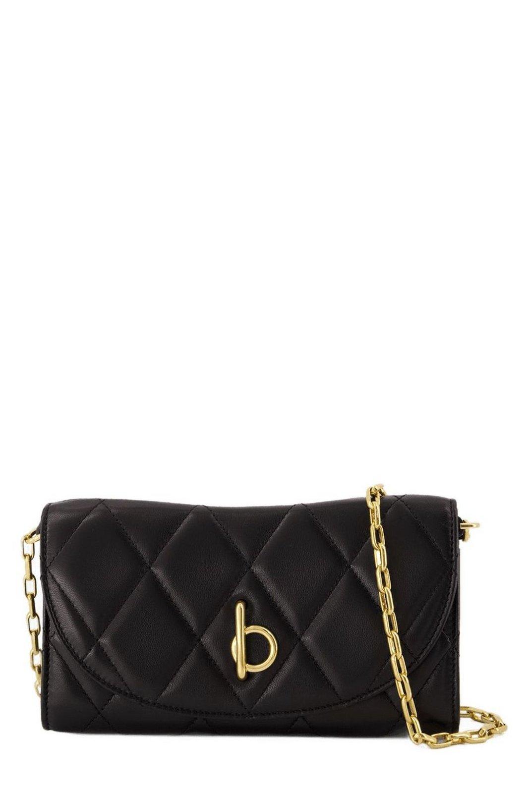 Burberry Rocking Horse Chain Strap Wallet In Black