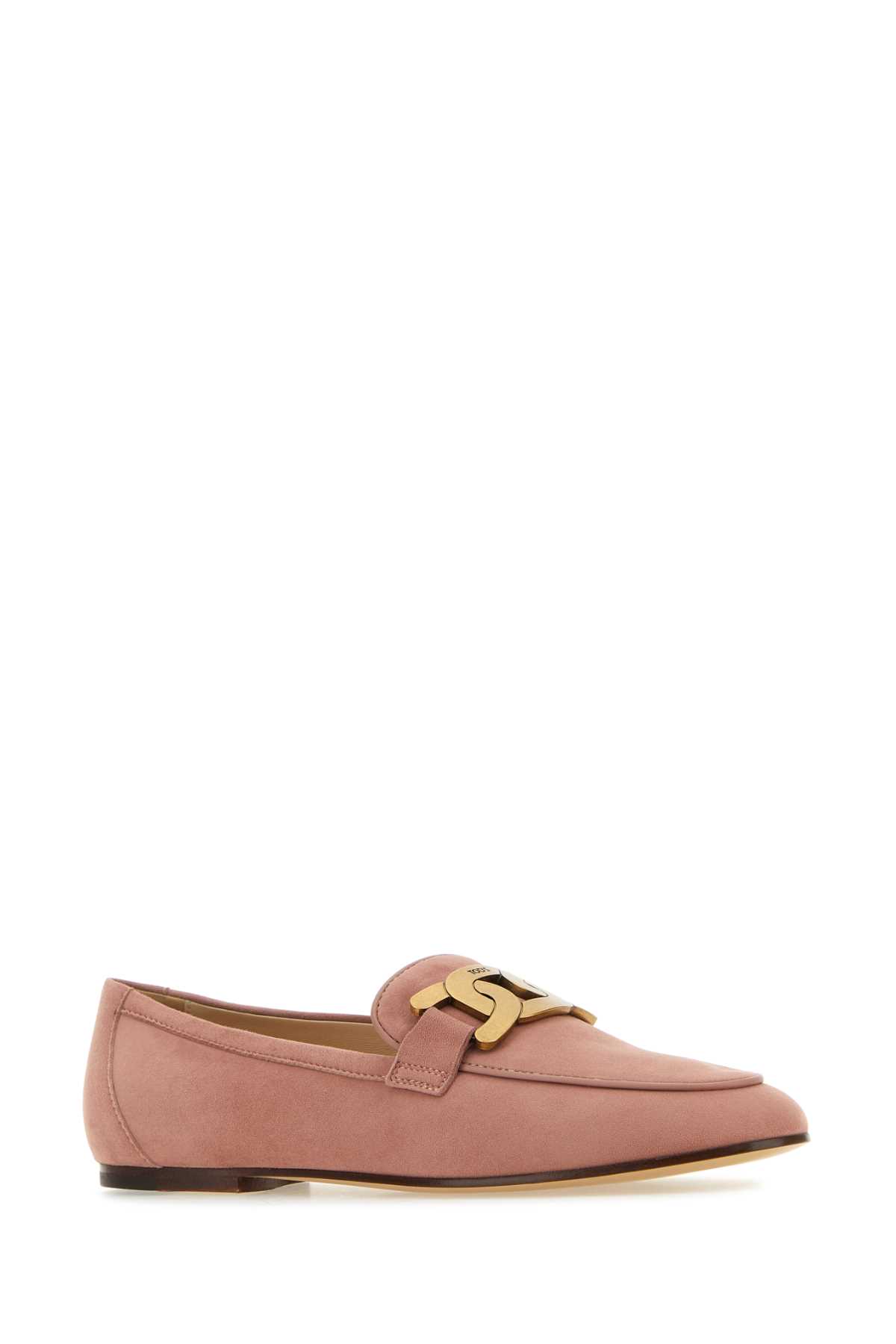 TOD'S ANTIQUED PINK SUEDE KATE LOAFERS
