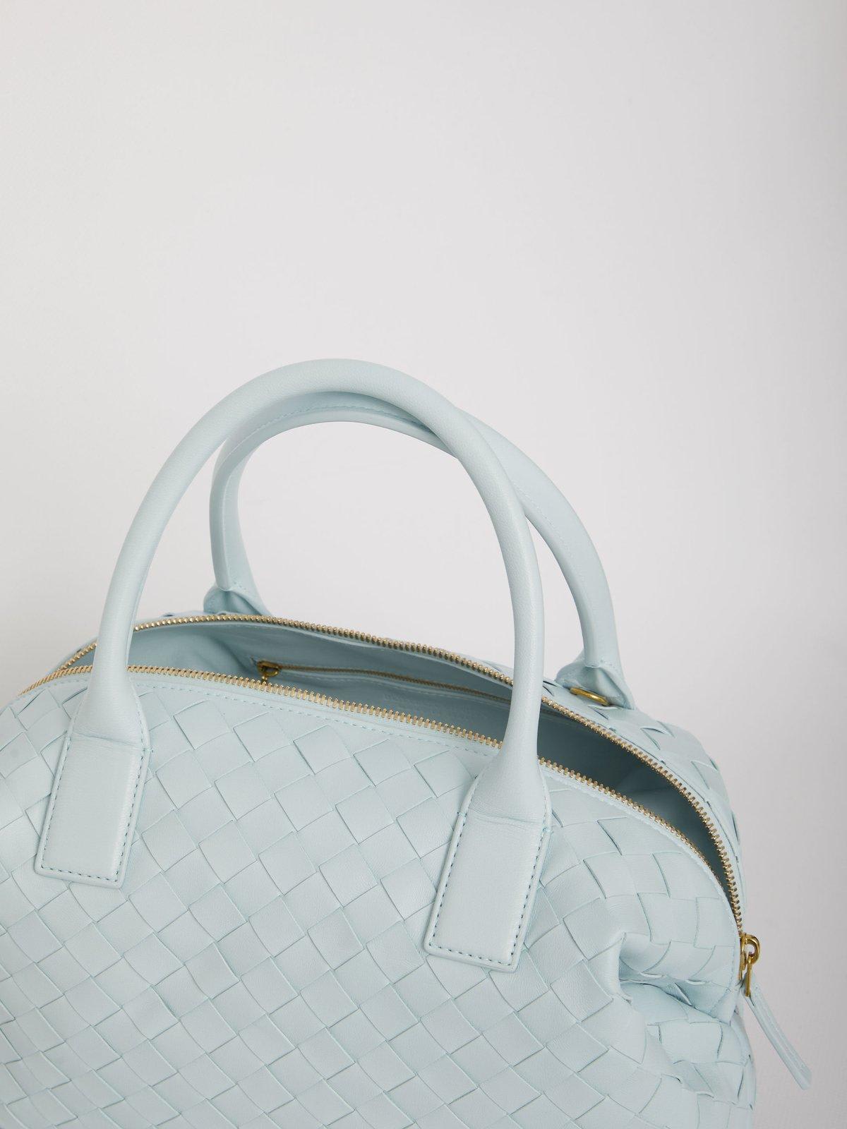 Shop Bottega Veneta Intrecciato Top Handle Bag In Blue