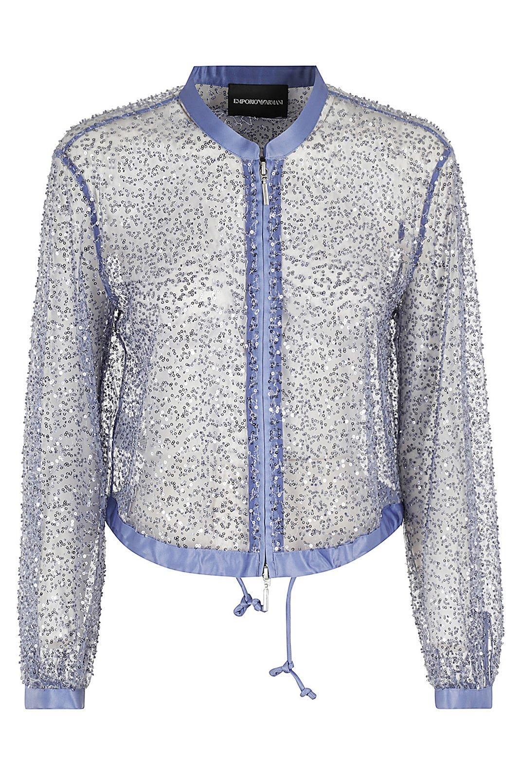 Sequin Embellished Semi-sheer Jacket