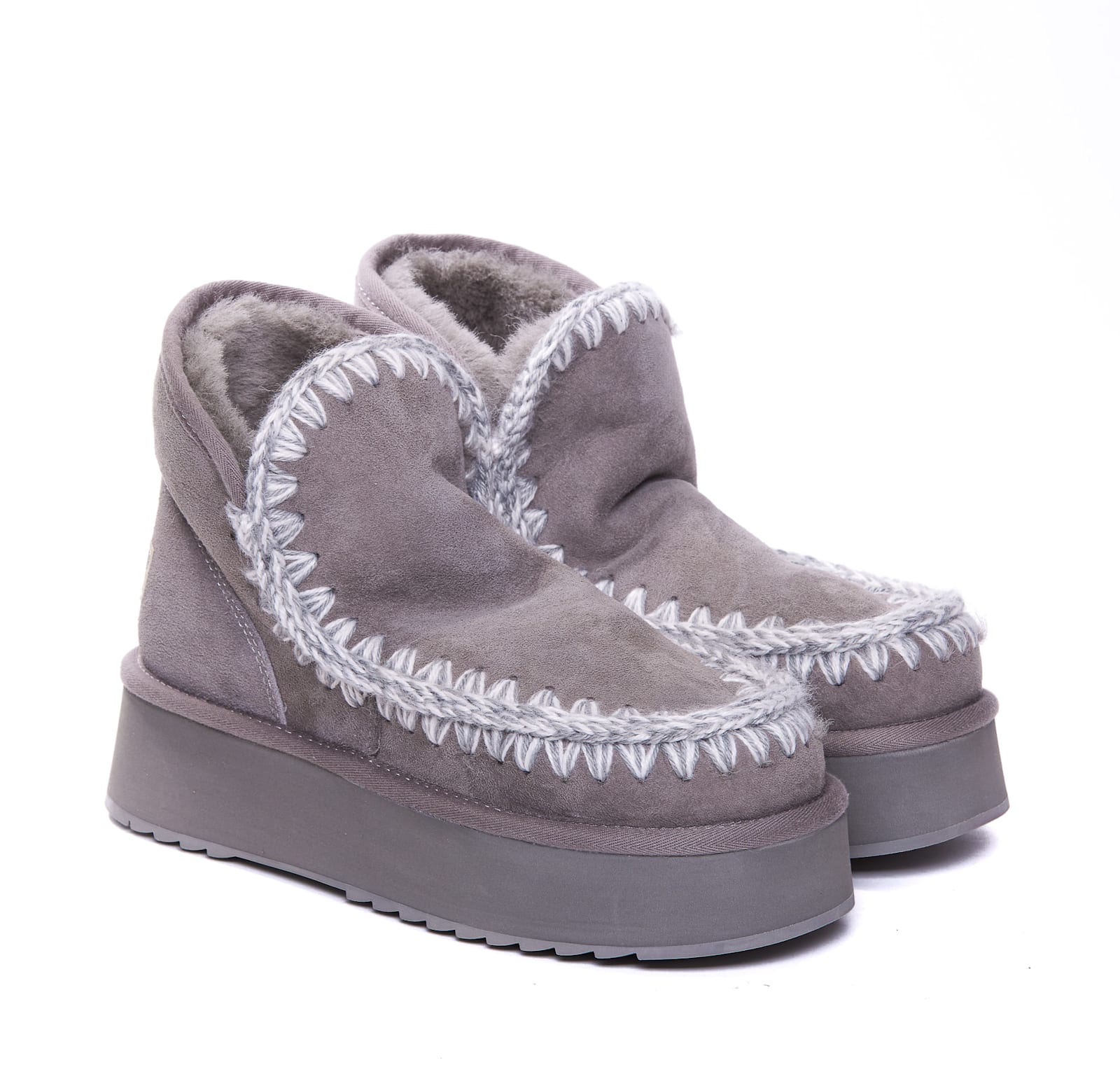 Shop Mou Mini Eskimo Platform Booties In New Grey