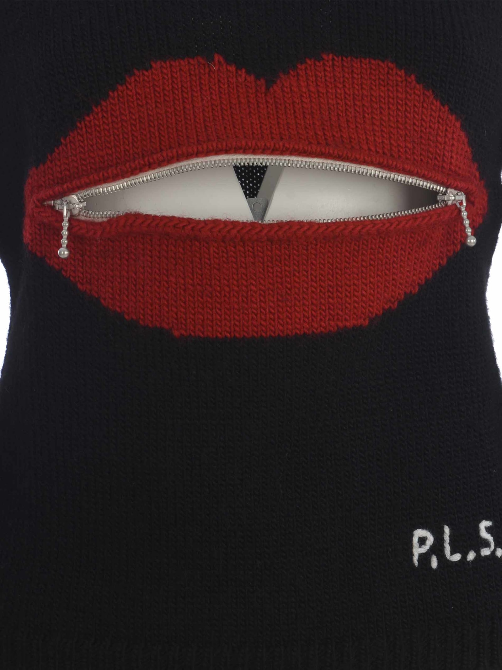 Shop Philosophy Di Lorenzo Serafini Sweater Philosophy Red Lips In Virgin Wool In Nero