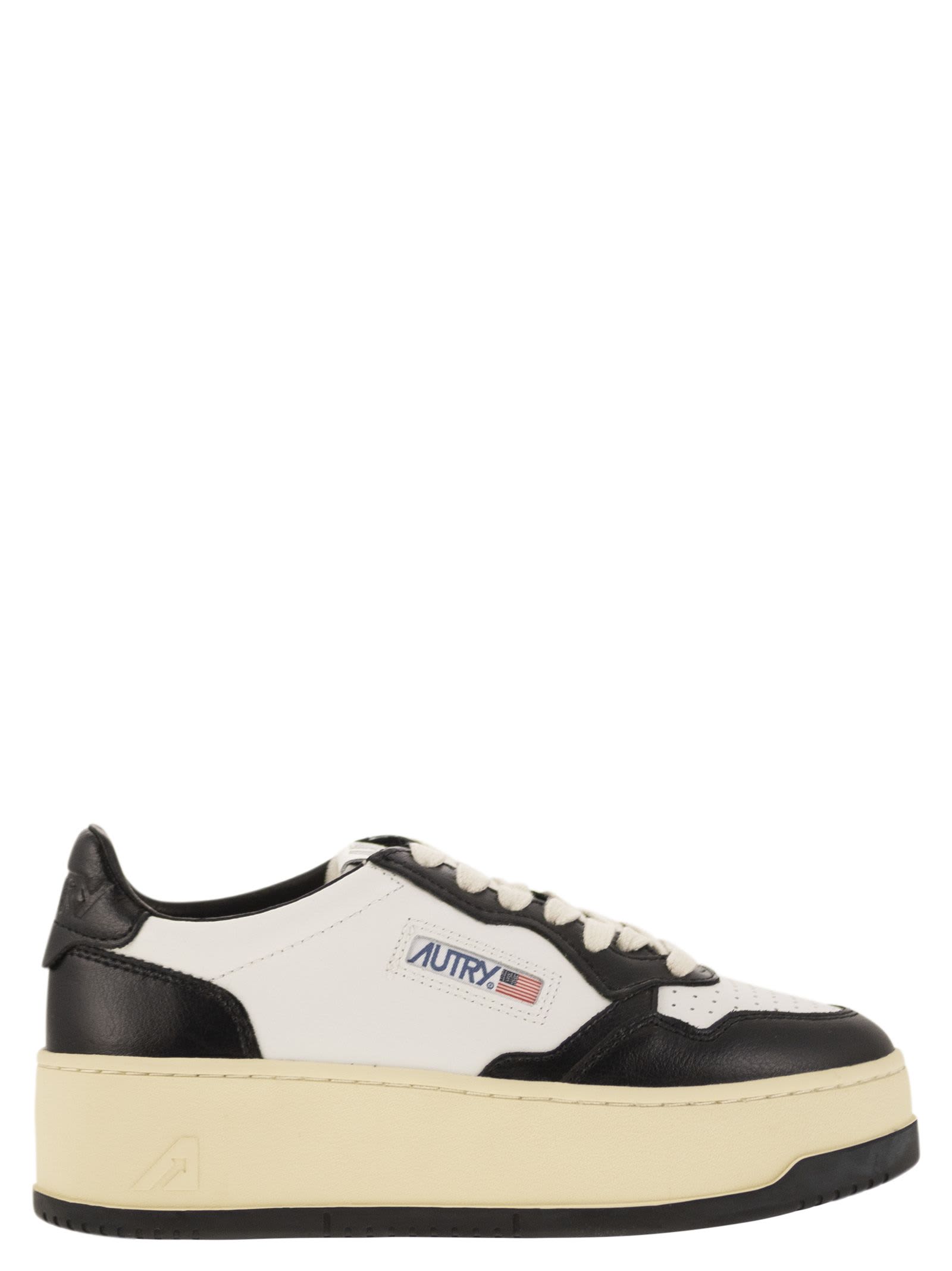 Shop Autry Medalist Platform - Leather Trainers In White/black