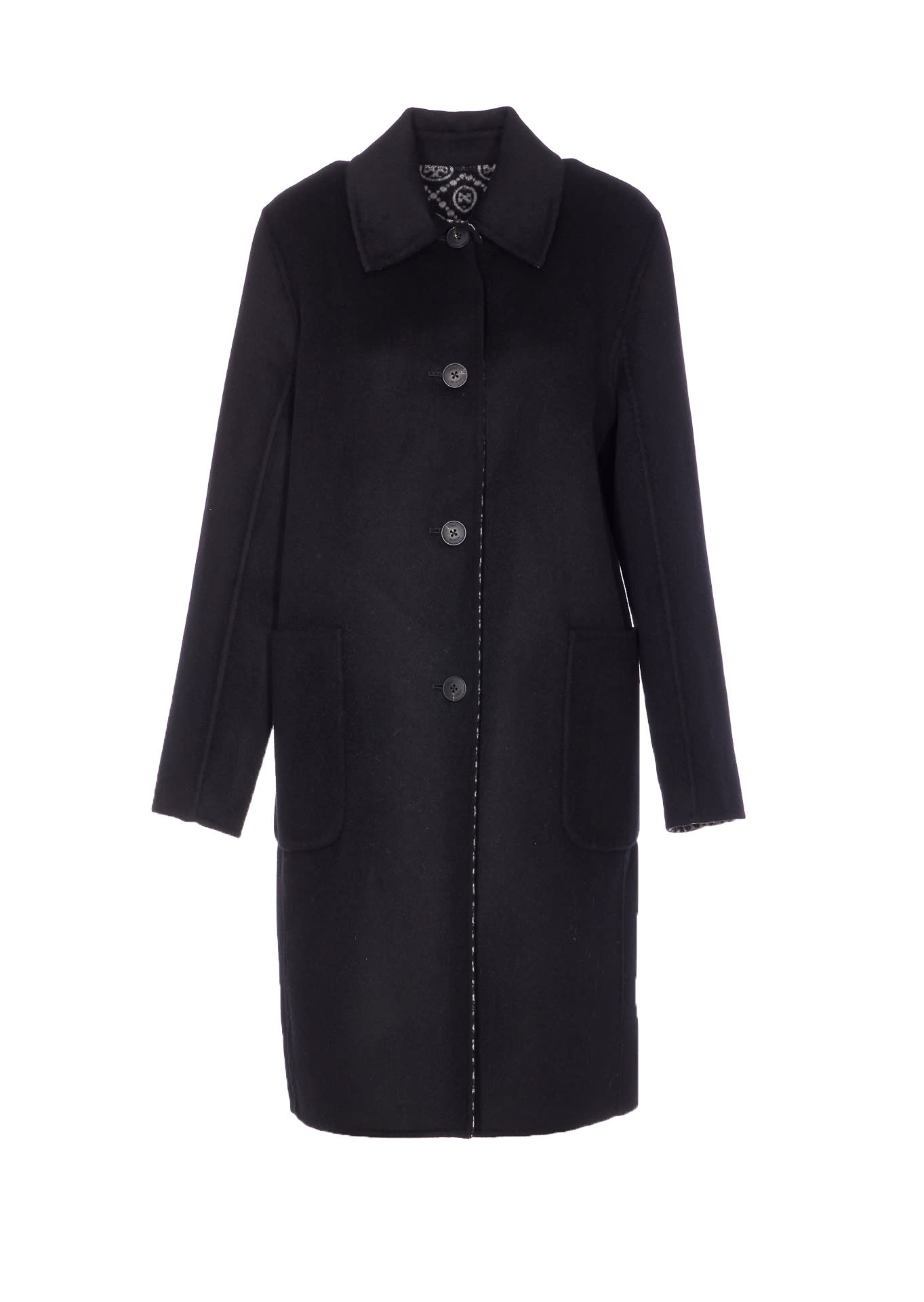 Tory Burch Jacquard T-monogram Coat In Black