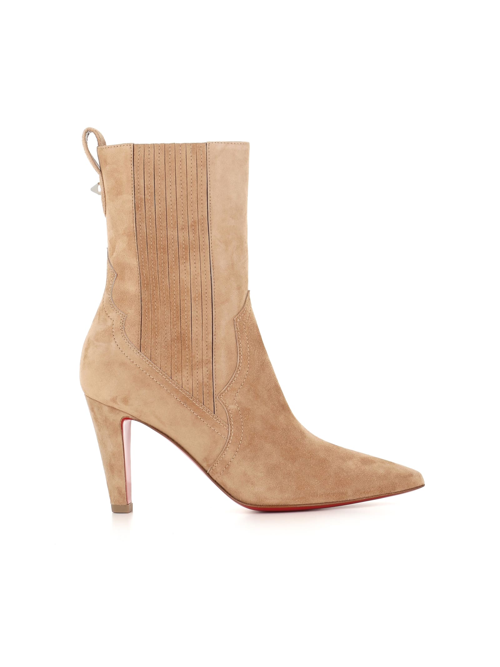 Shop Christian Louboutin Boot Santigag 85 In Sand