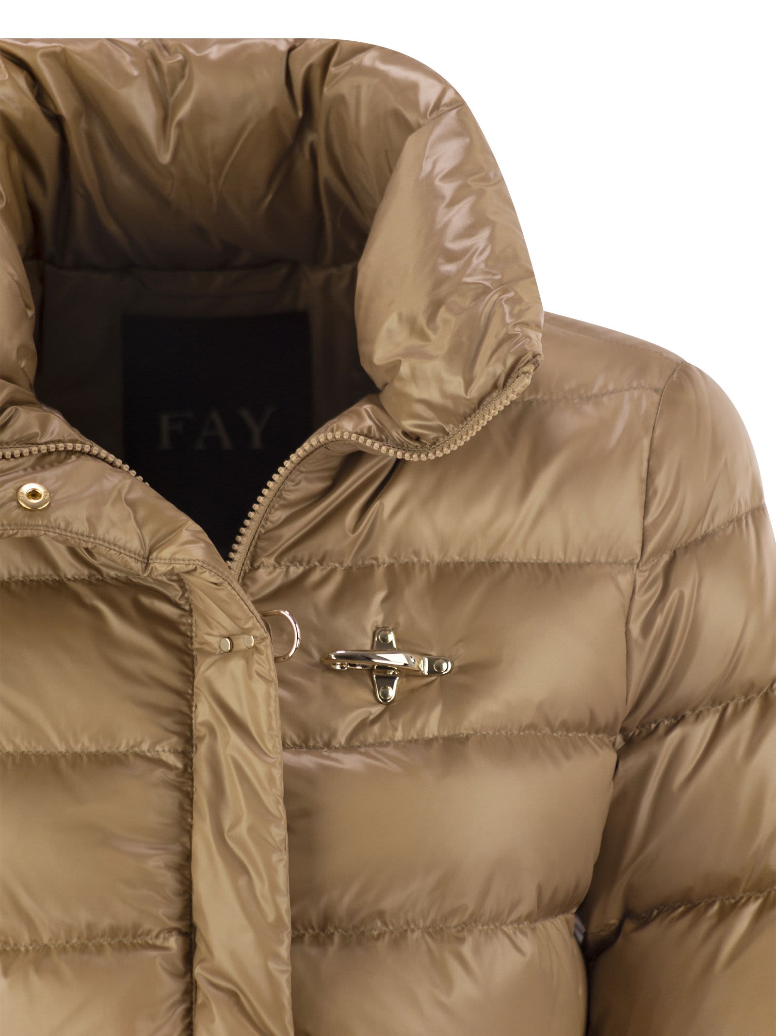 Fay Padded Quilted Stand-up Collar Jackets In Camel