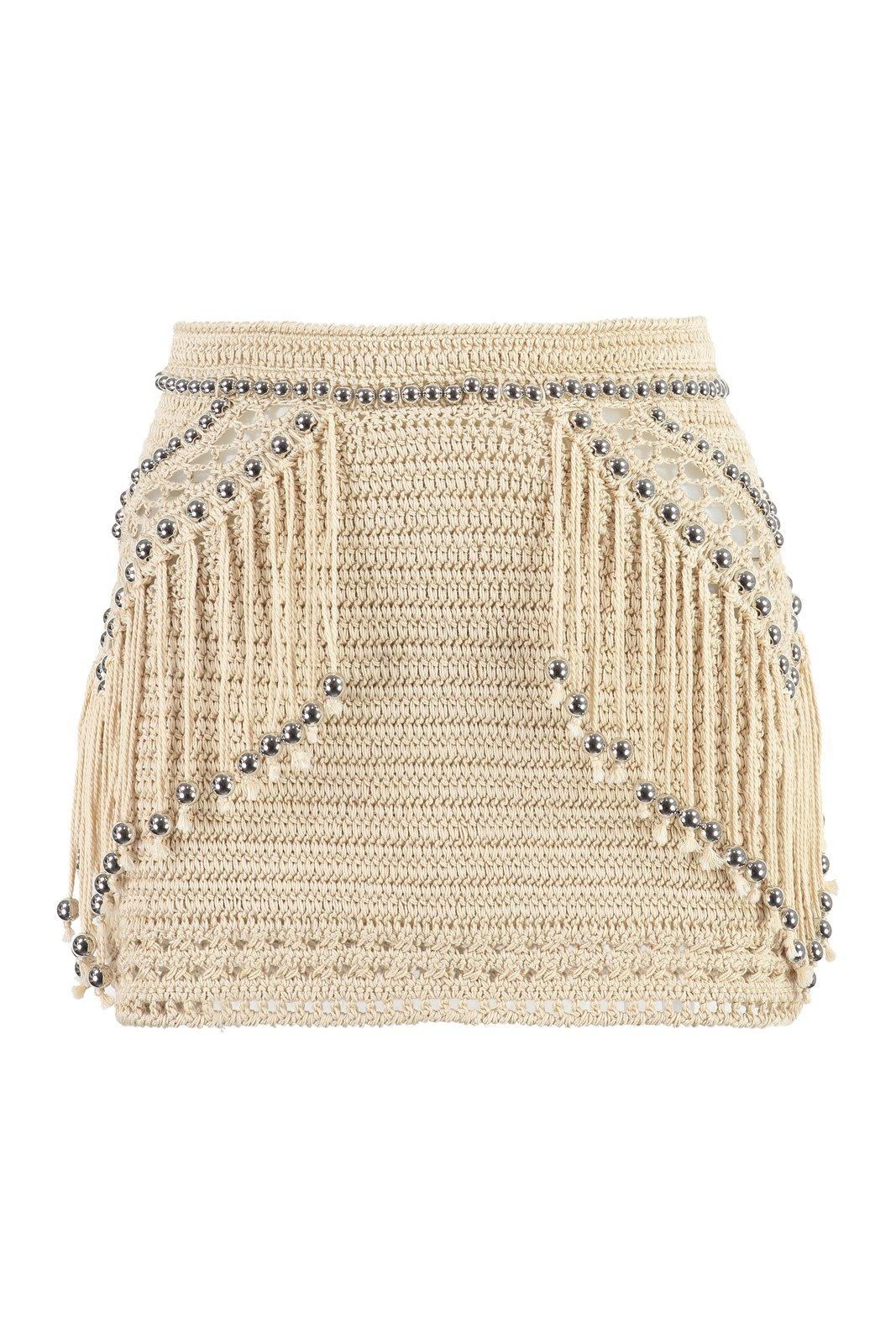 RABANNE EMBELLISHED KNITTED MINI SKIRT