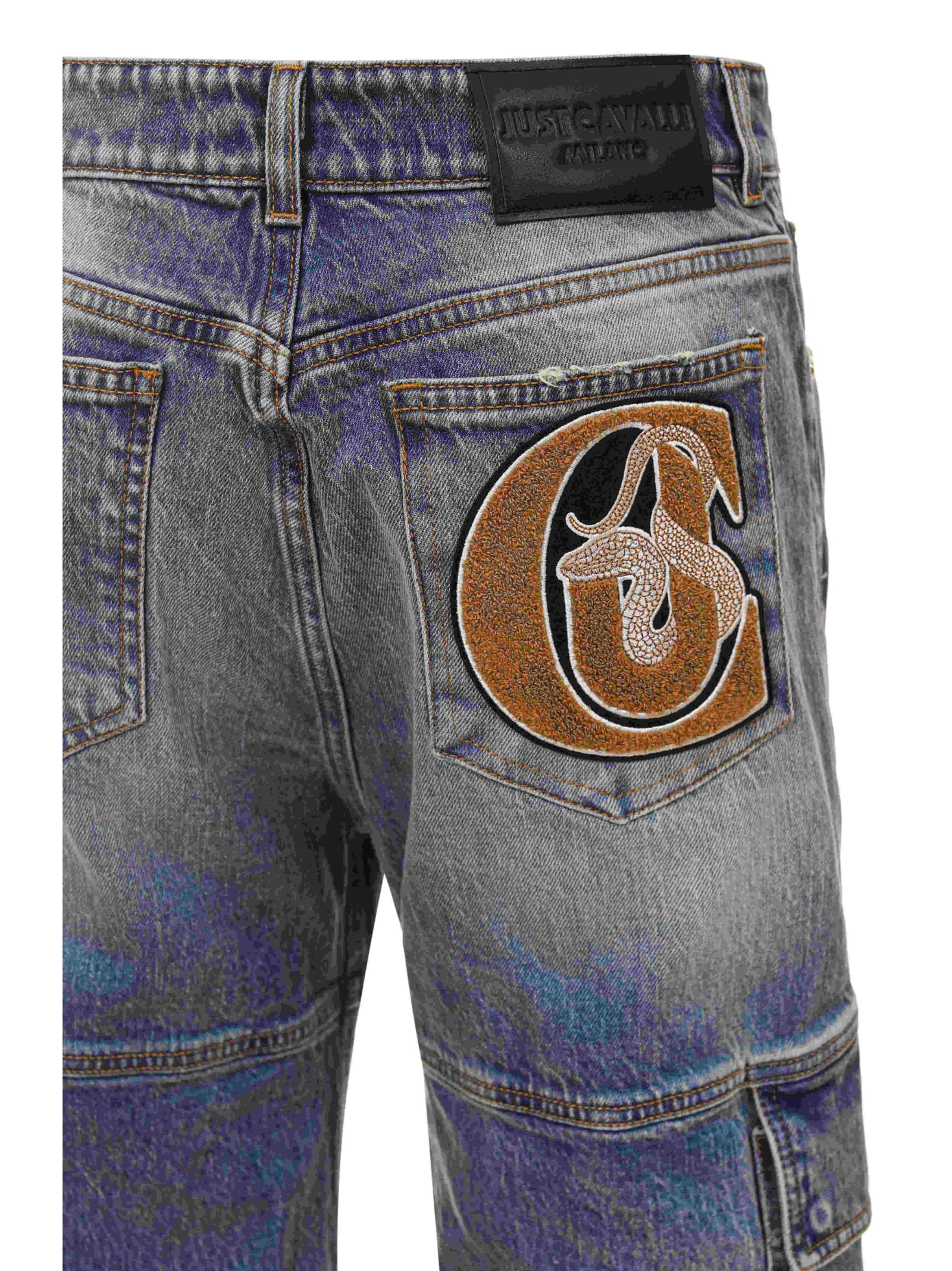 Shop Just Cavalli 5 Pocket Pants In Blue