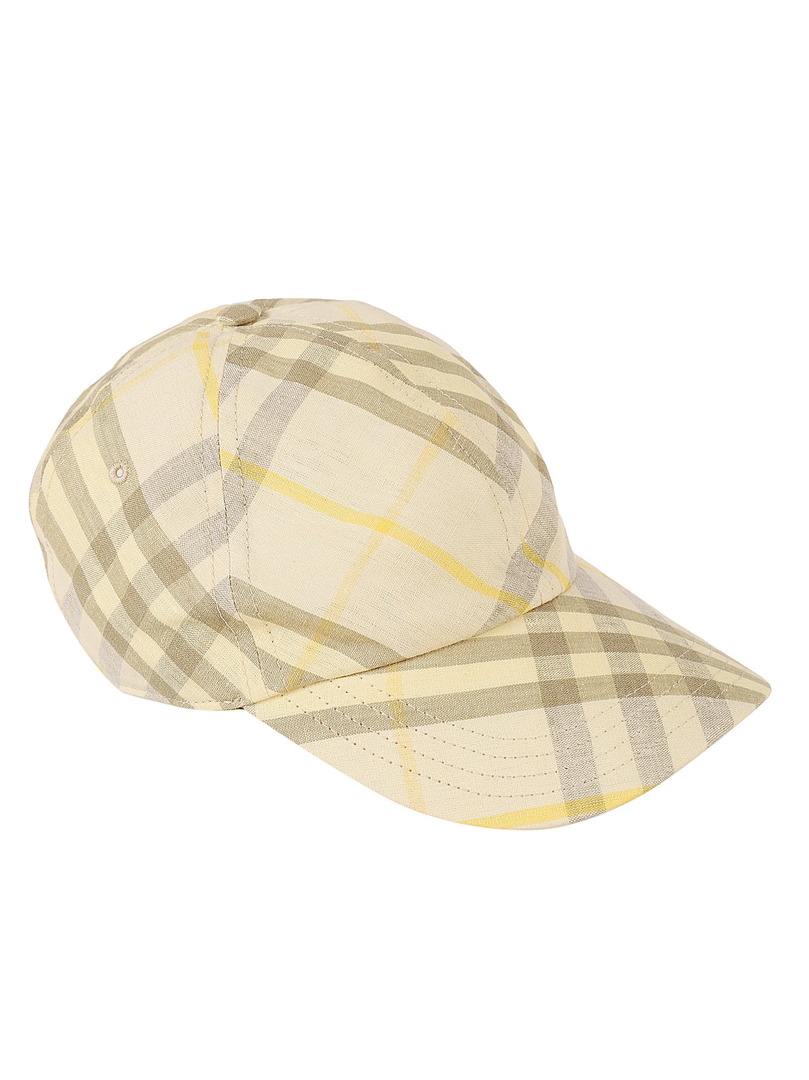 Shop Burberry Check Baseball Cap In Beige