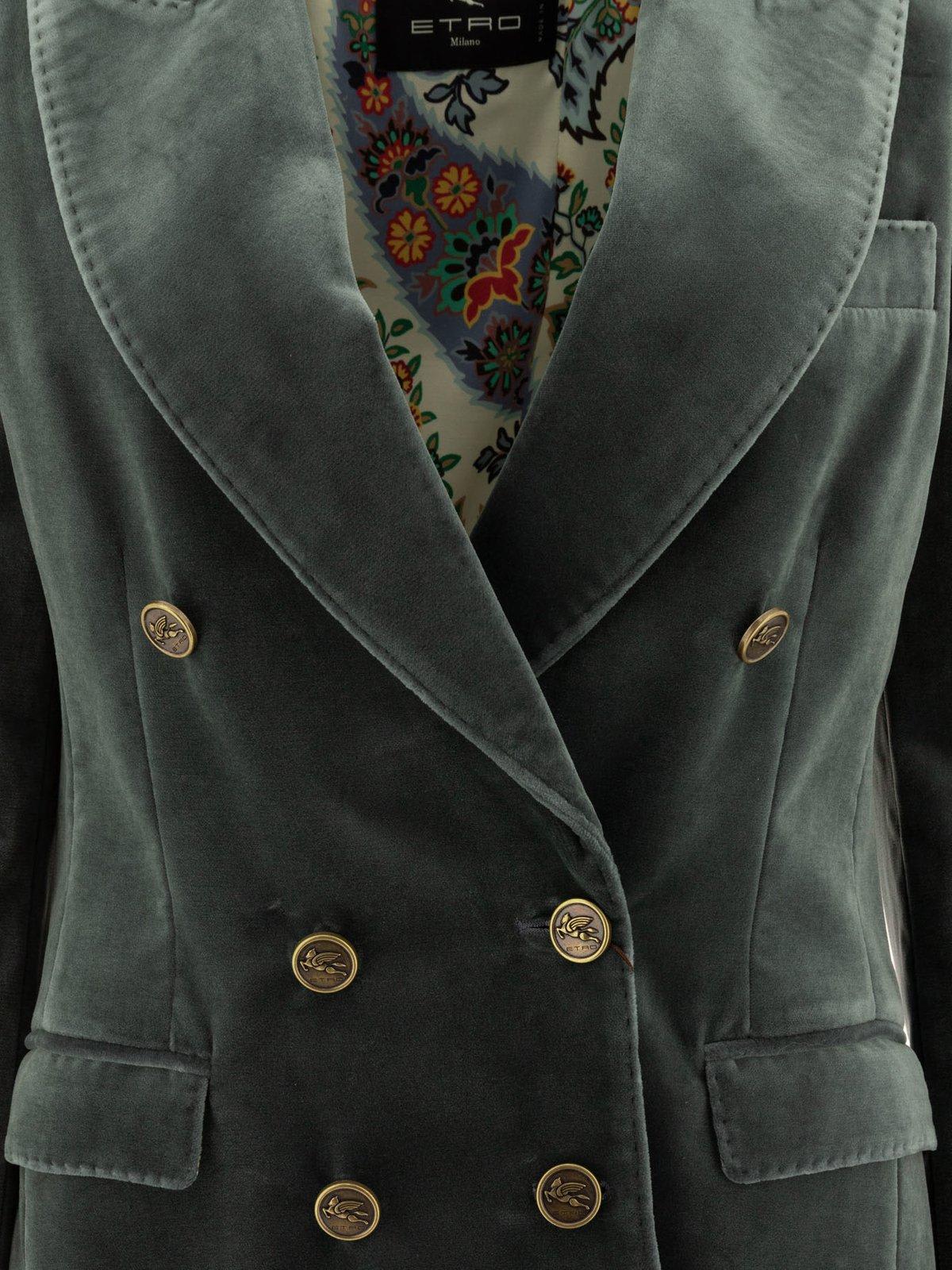 Shop Etro Double-breasted Velvet Blazer