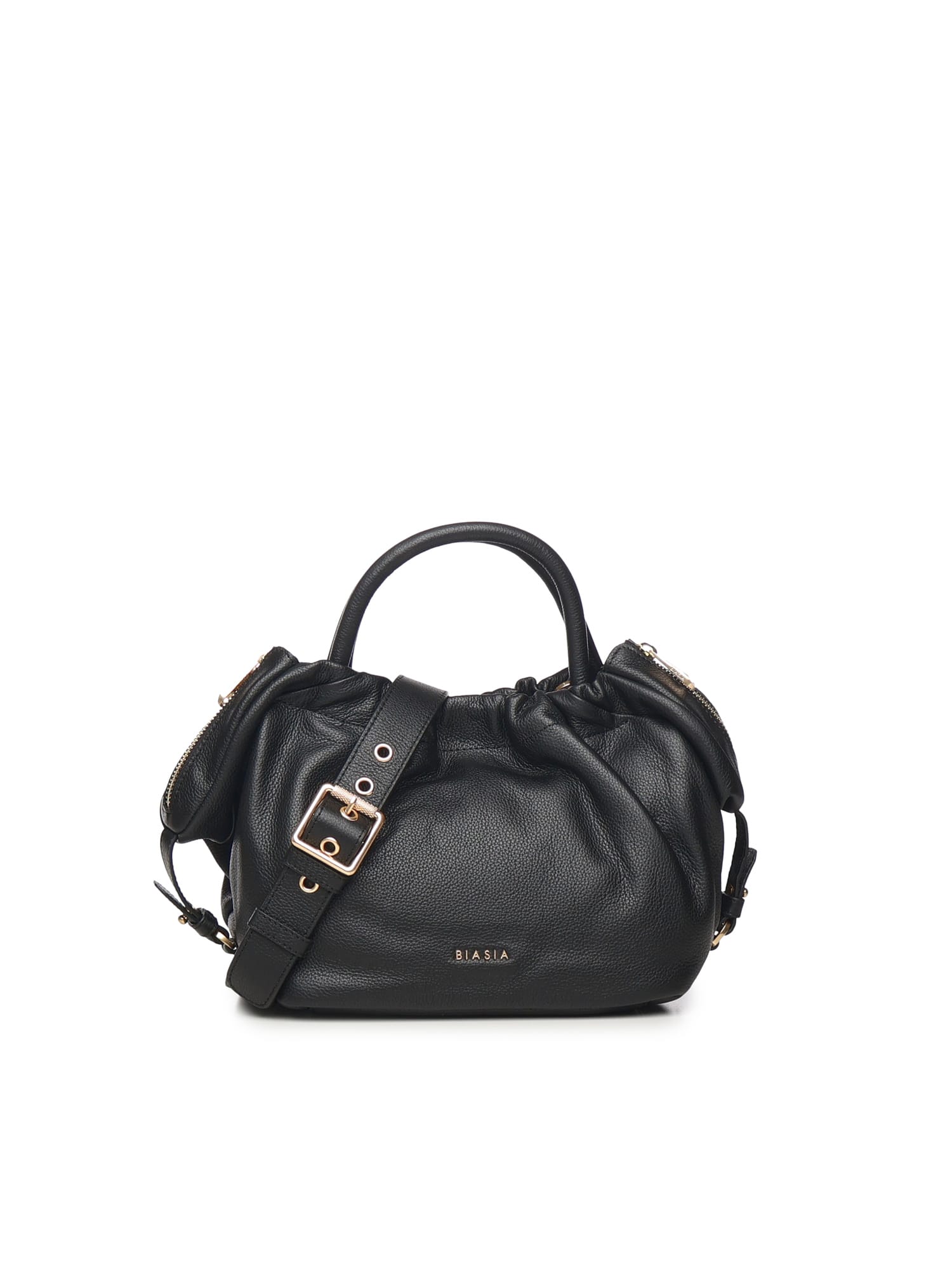 Biasia Leather Bag With Logo In Black