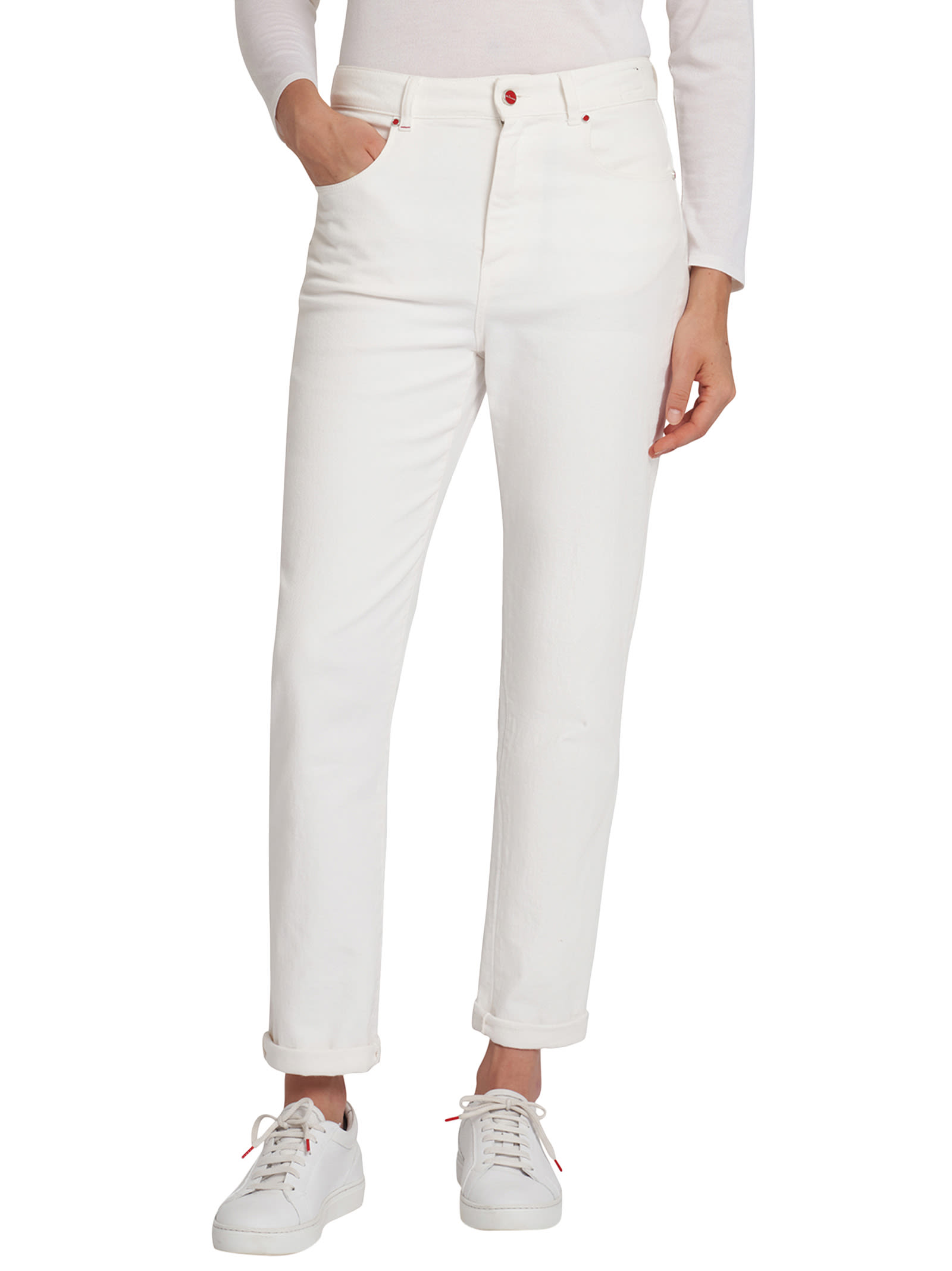 Shop Kiton Trousers Cotton In White