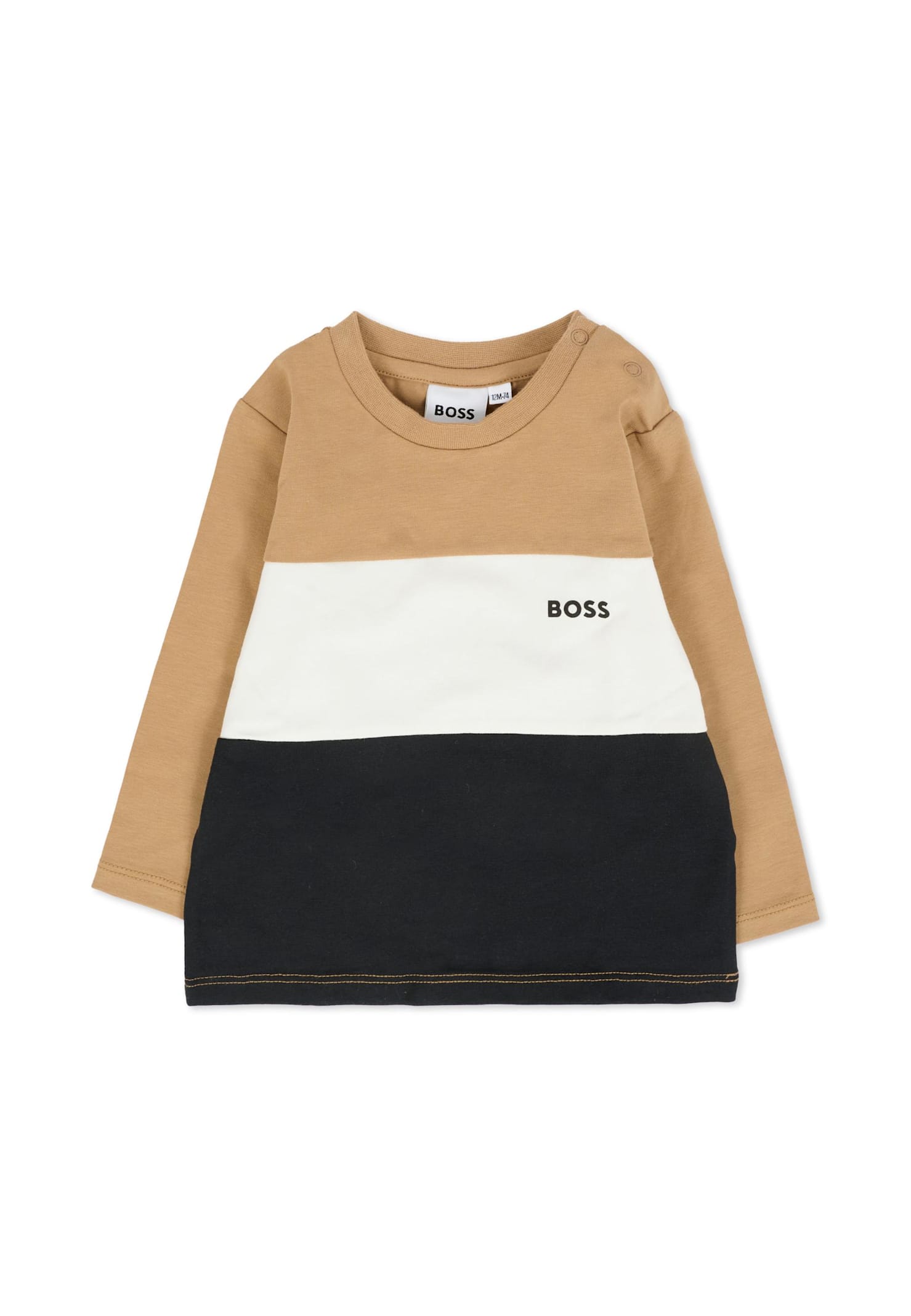 Hugo Boss Beige Suit For Baby Boy With Logo In Brown