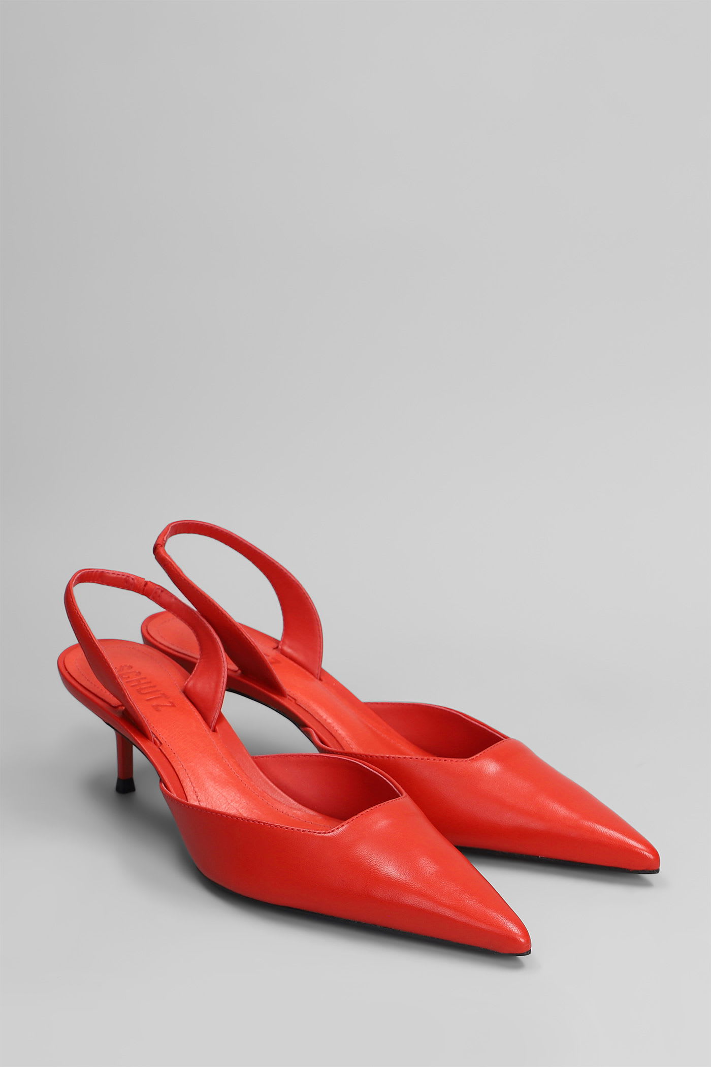 Shop Schutz Paola Mid Pumps In Red Leather