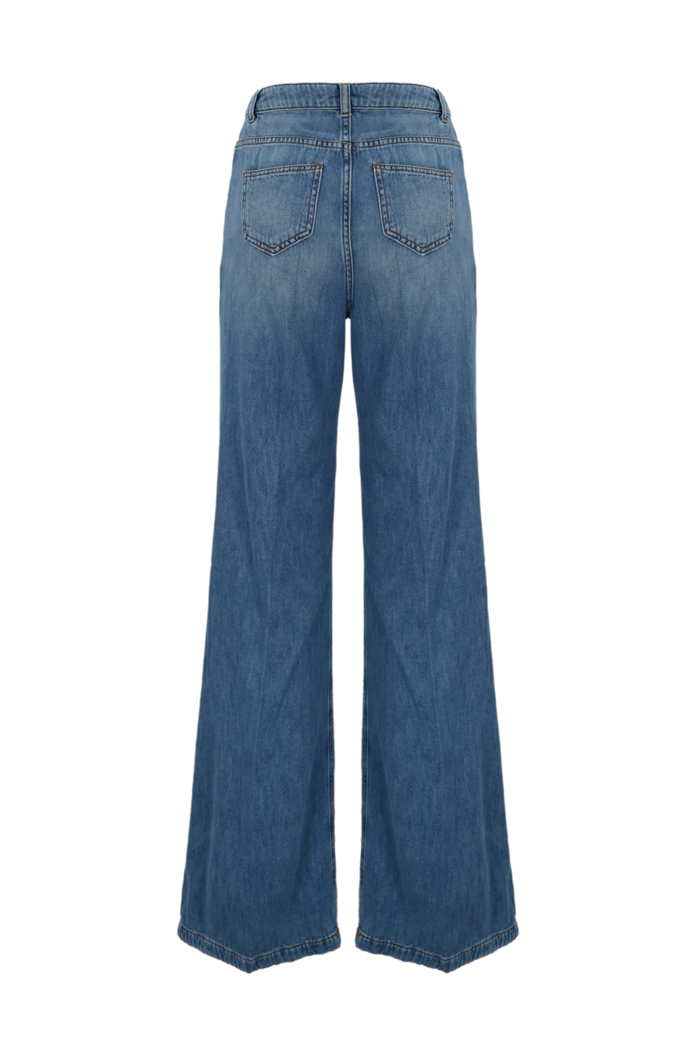 Shop Twinset Flared Jeans With Buttons In Denim Medio