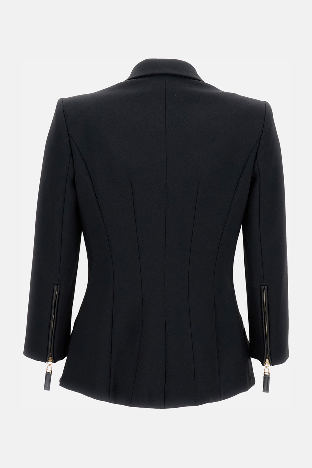 Elisabetta Franchi Tailored Blazer With Padded Shoulders And Peak Lapels In Black