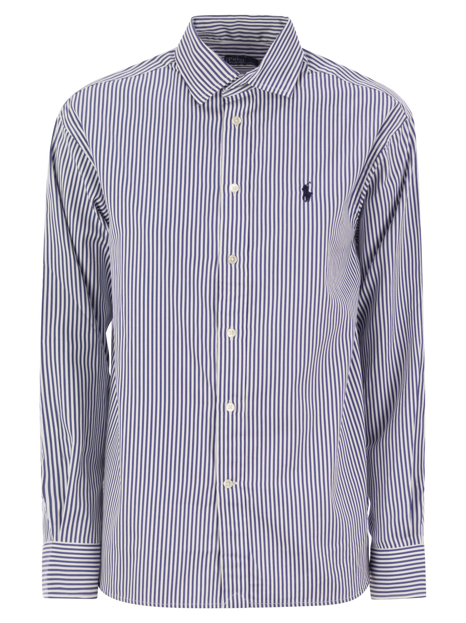 Shop Polo Ralph Lauren Relaxed-fit Striped Cotton Shirt In Navy/white