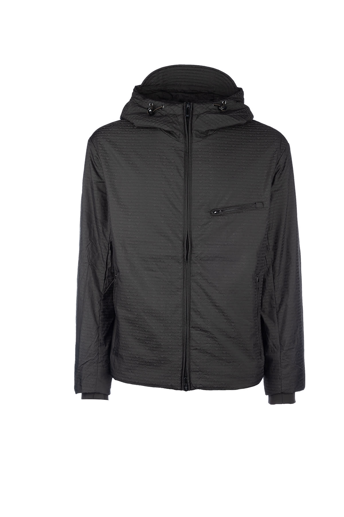Emporio Armani Hooded Jackets With Long Sleeves And Side Pockets In Green