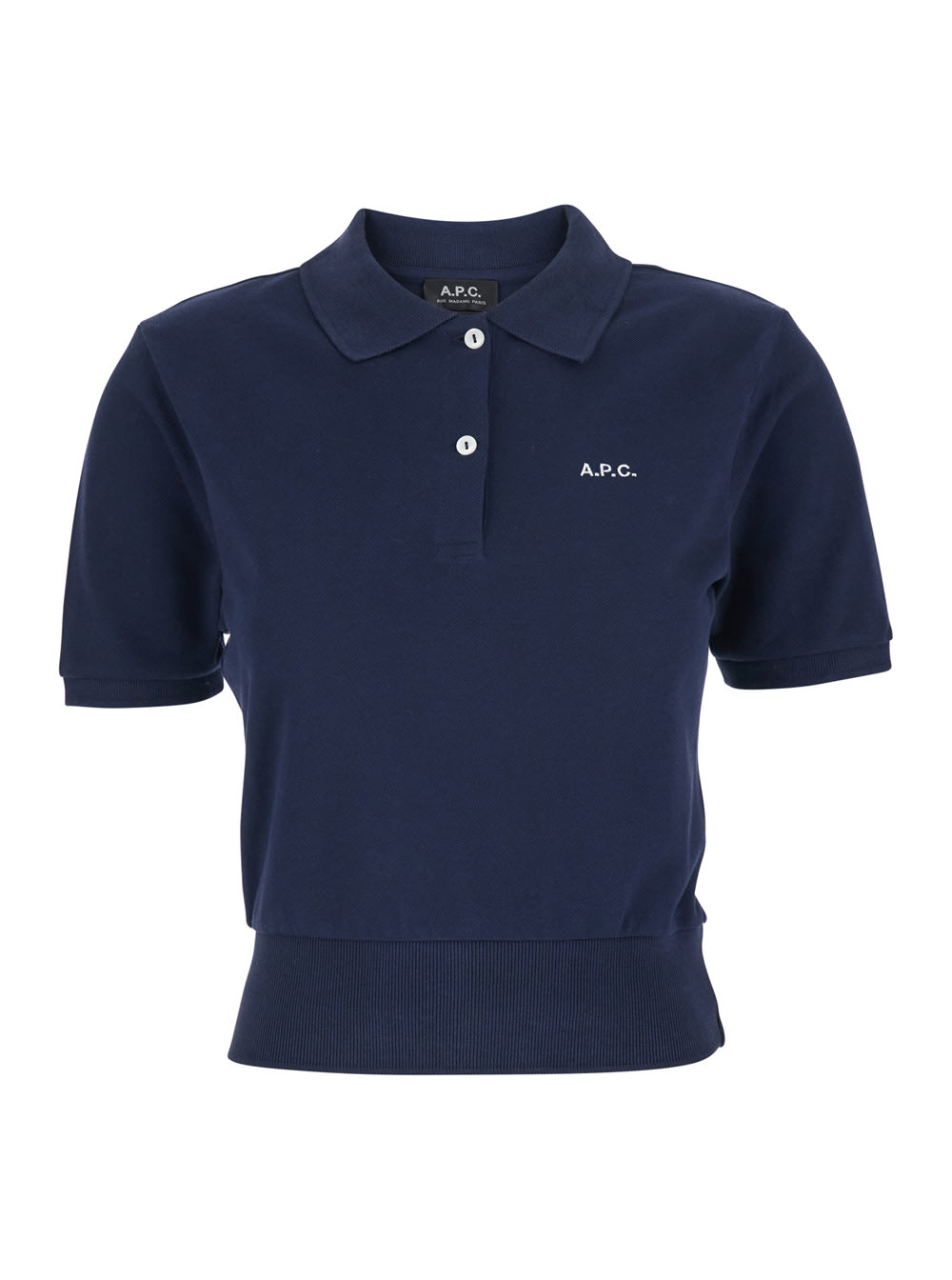 Apc Oceane Blue Polo Shirt With Classic Collar And Logo Embroidery On The Front In Cotton Woman In Blue