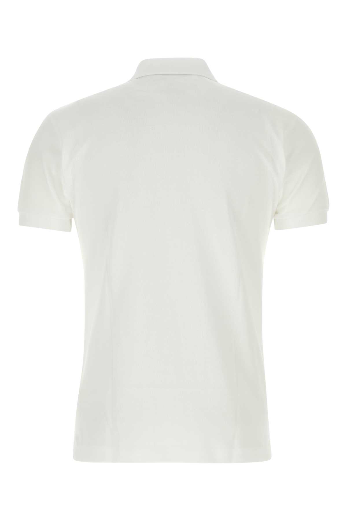Shop Comme Des Garçons Play White Piquet Polo Shirt In Wht