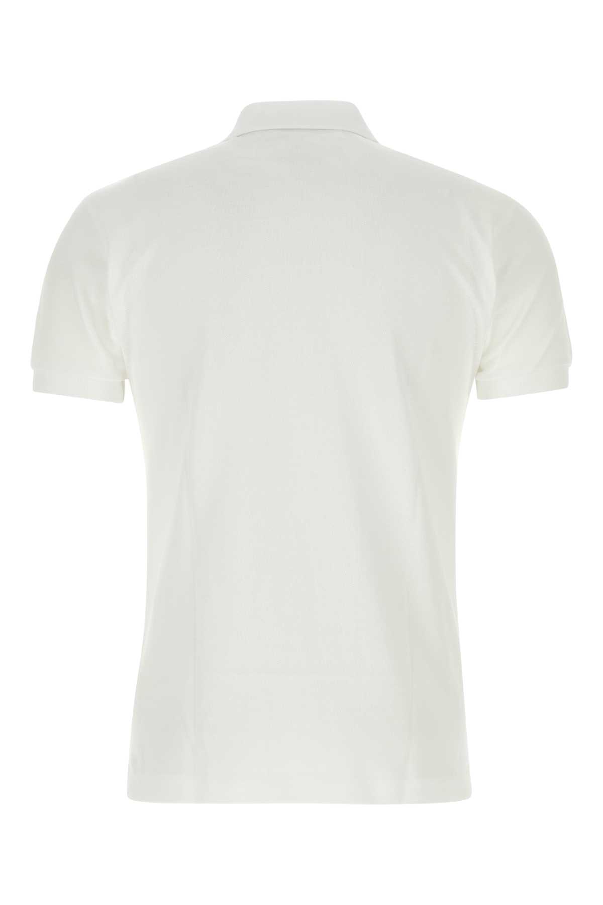 Comme Des Garçons Play White Piquet Polo Shirt In Wht