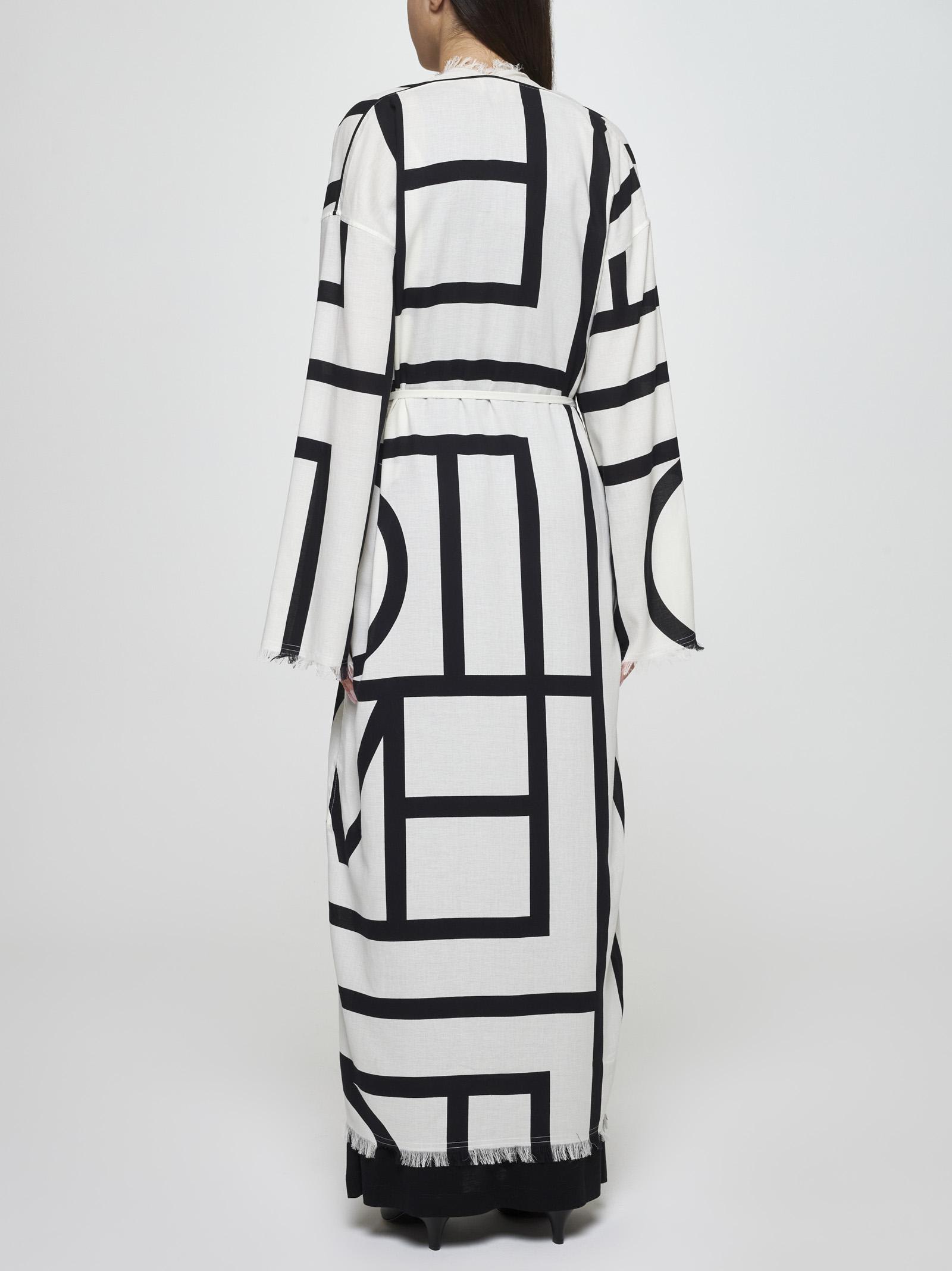 Shop Totême Monogram Cotton Long Wrap Dress In Neutro